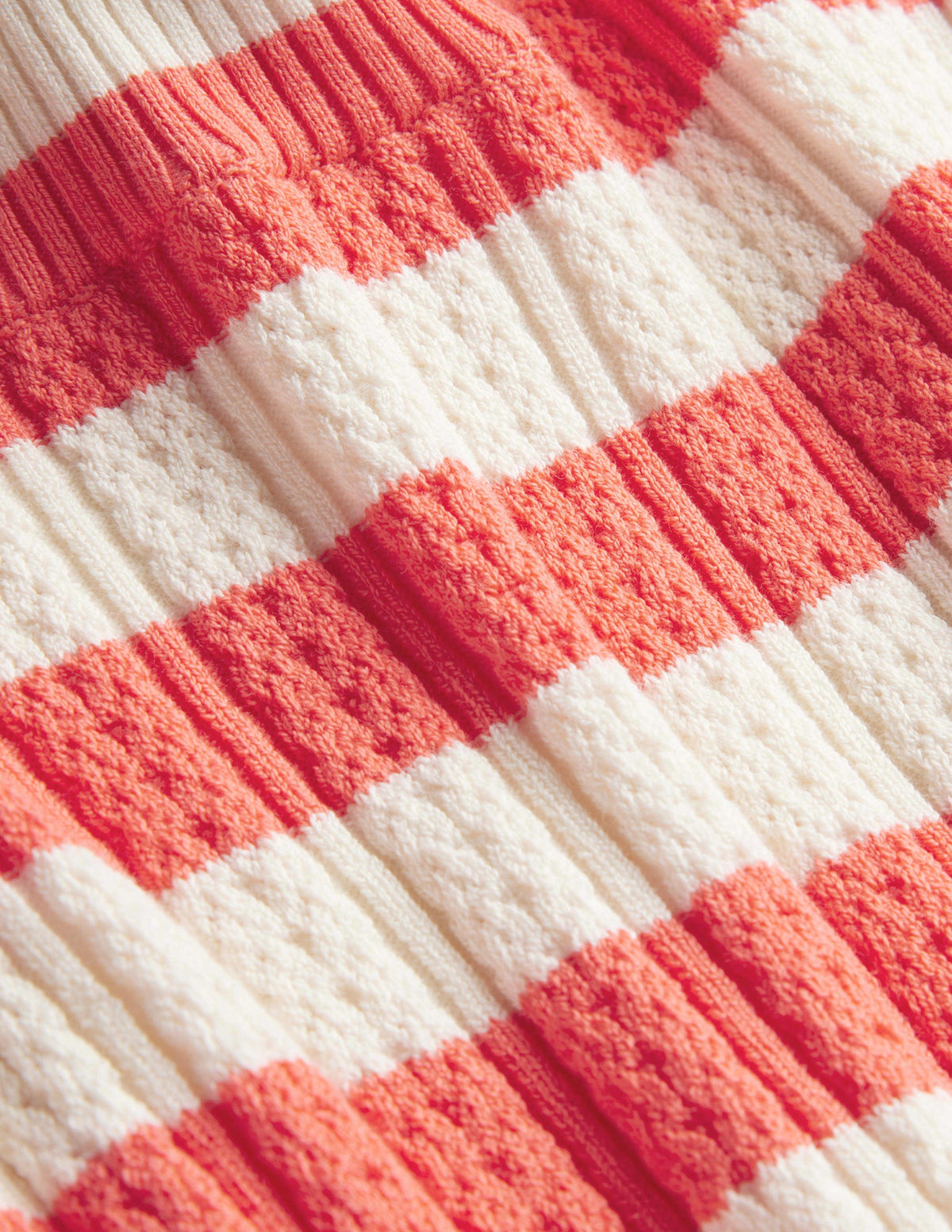 Ribbed Pointelle High Neck Top-Bright Watermelon Stripe - Image 6