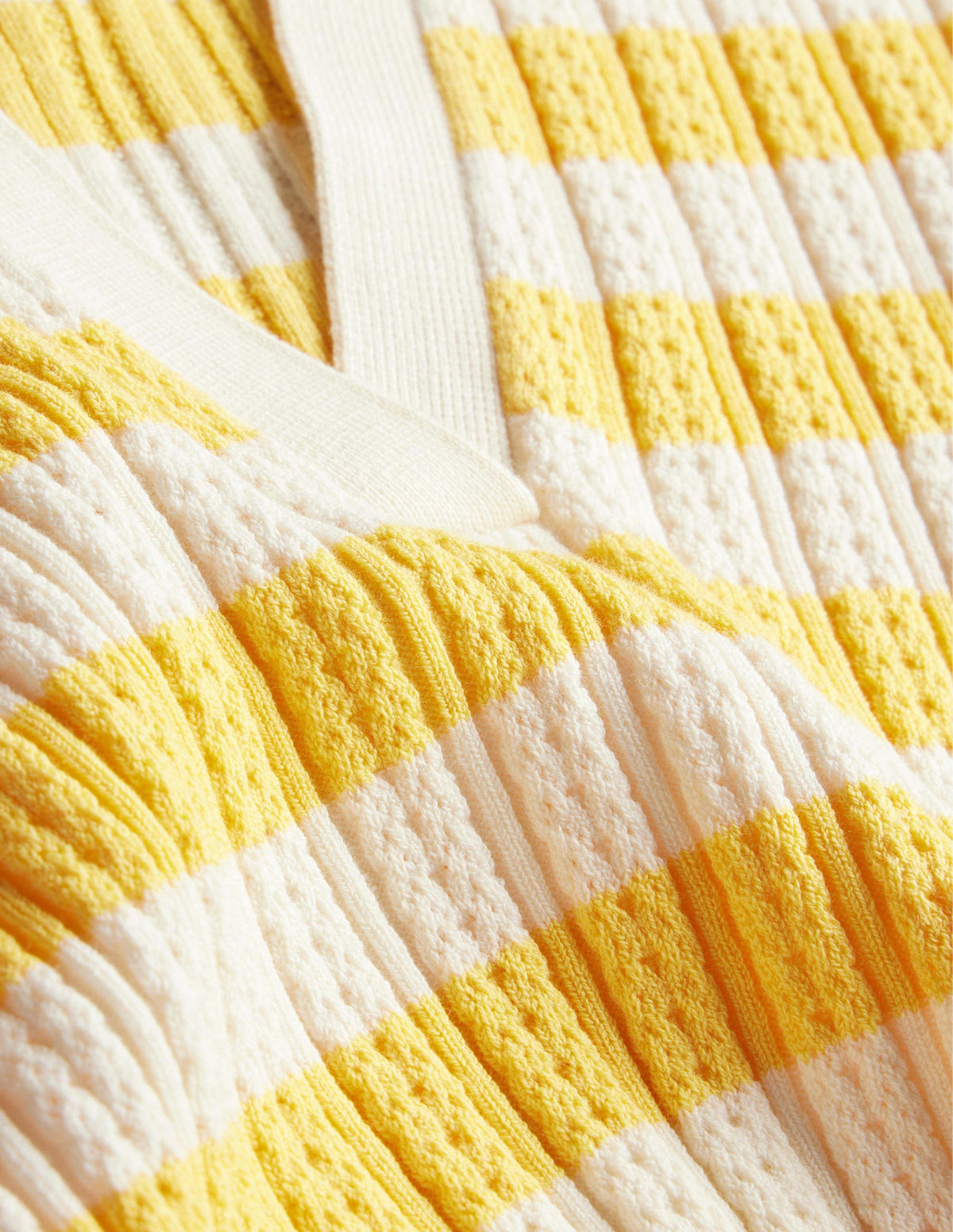 Ribbed Pointelle Collared Top-Sweet Honeycomb, Ivory Stripe-6