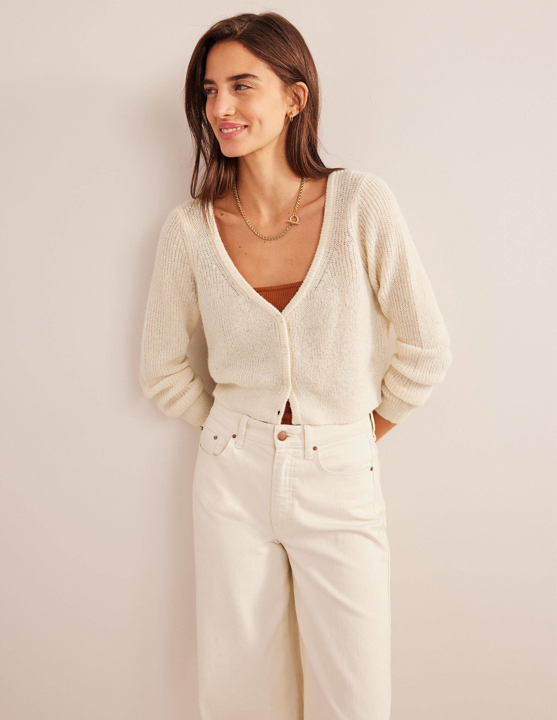 Cropped Fluffy Cardigan-Warm Ivory-4