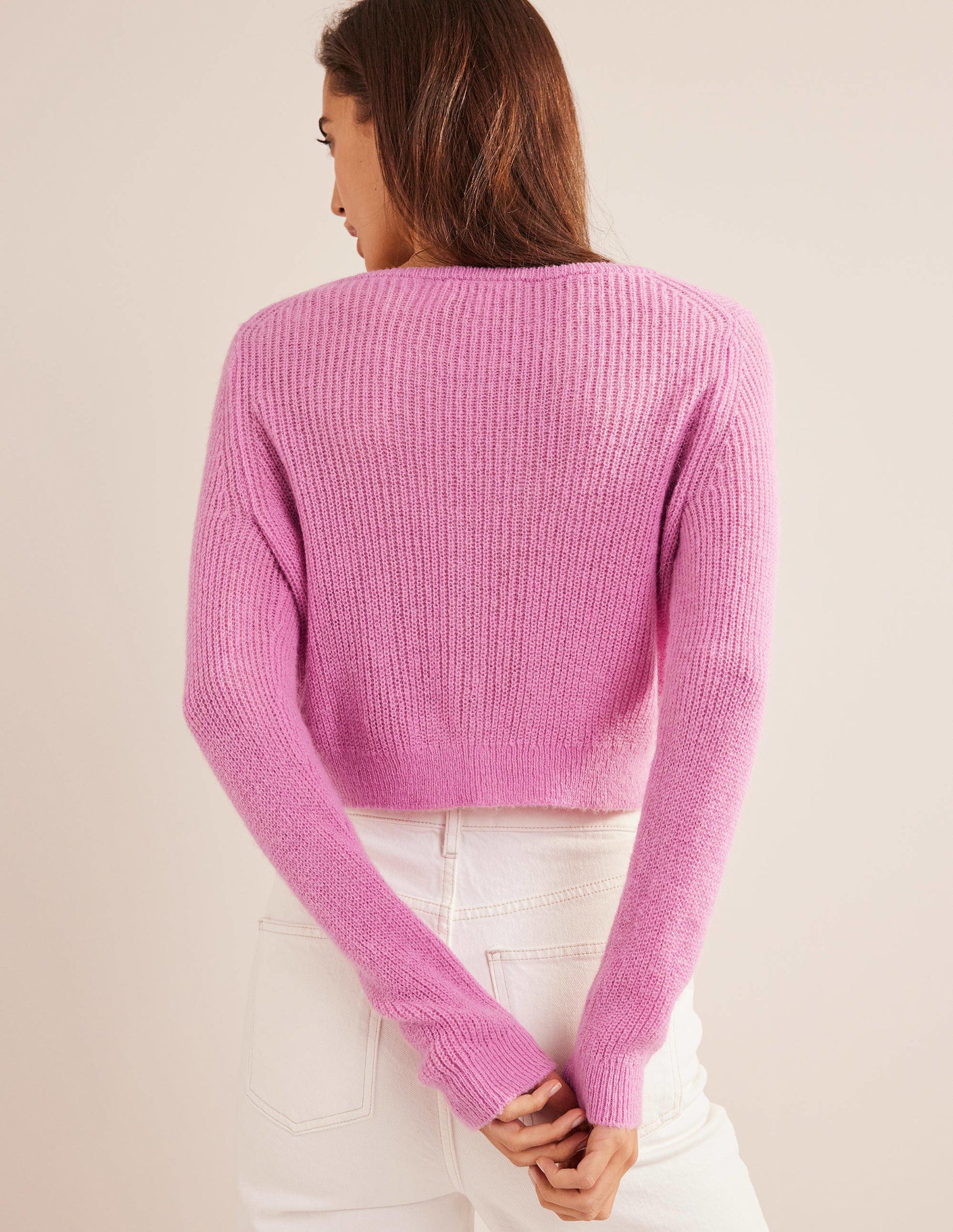 Cropped Fluffy Cardigan-Lavender Rose-3