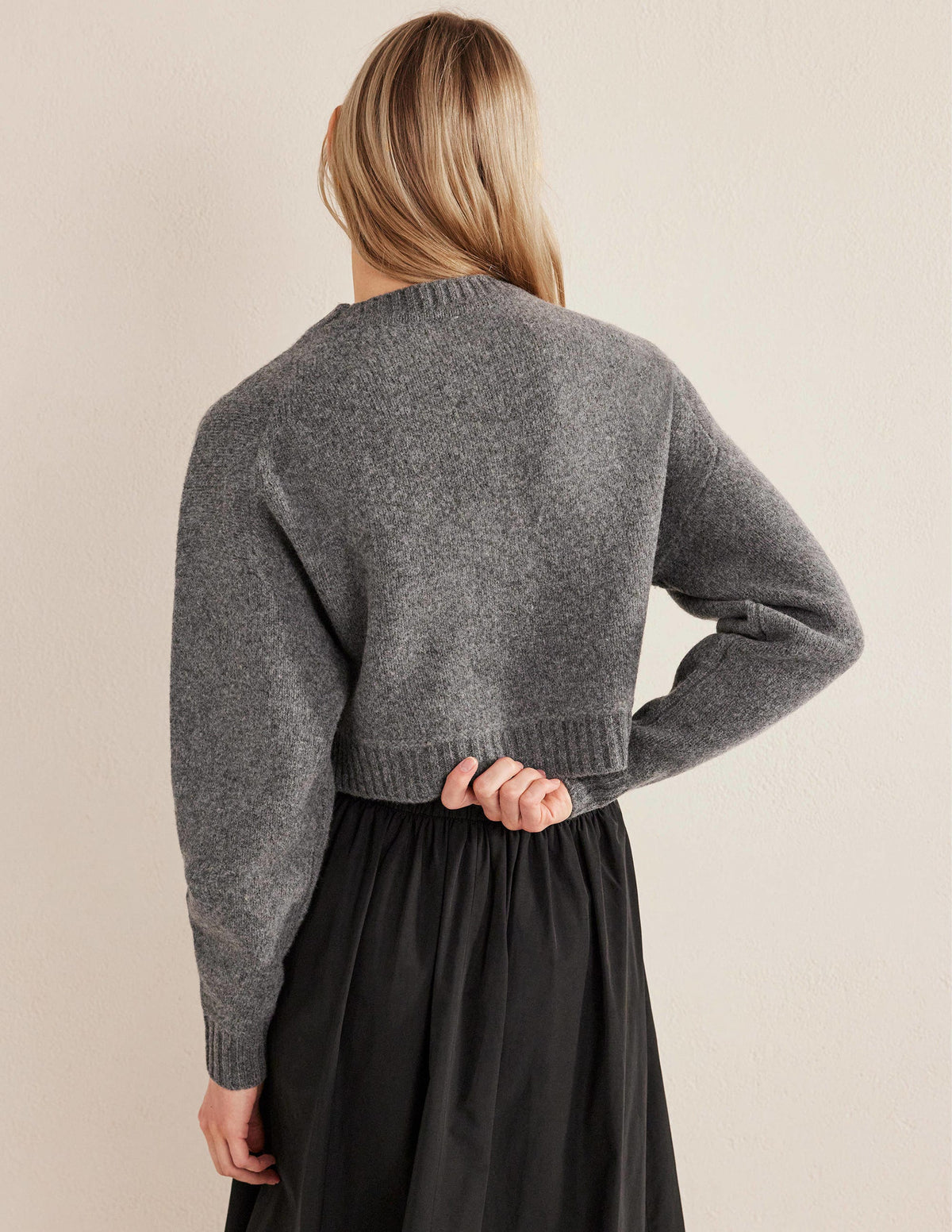 Embellished Bug Cardigan-Dark Grey Melange-3
