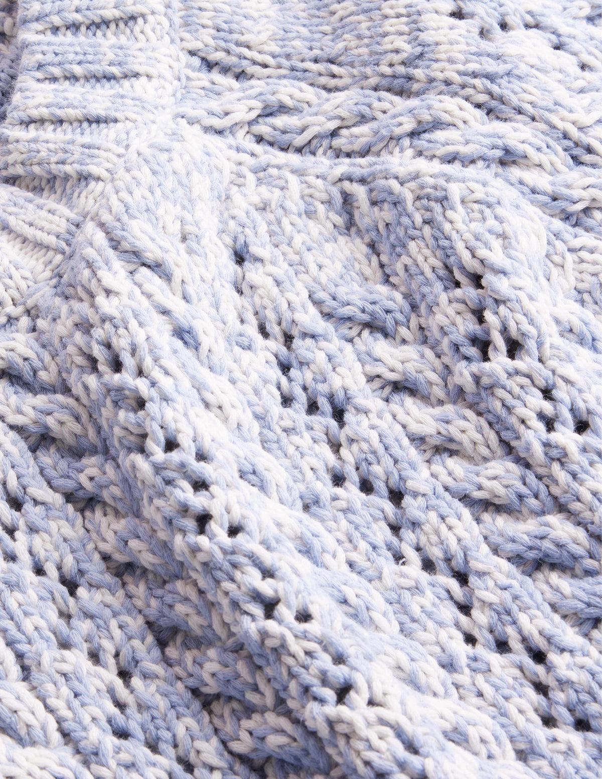 Marled Cable Jumper-Blue Blizzard, Ivory Marl - Image 6