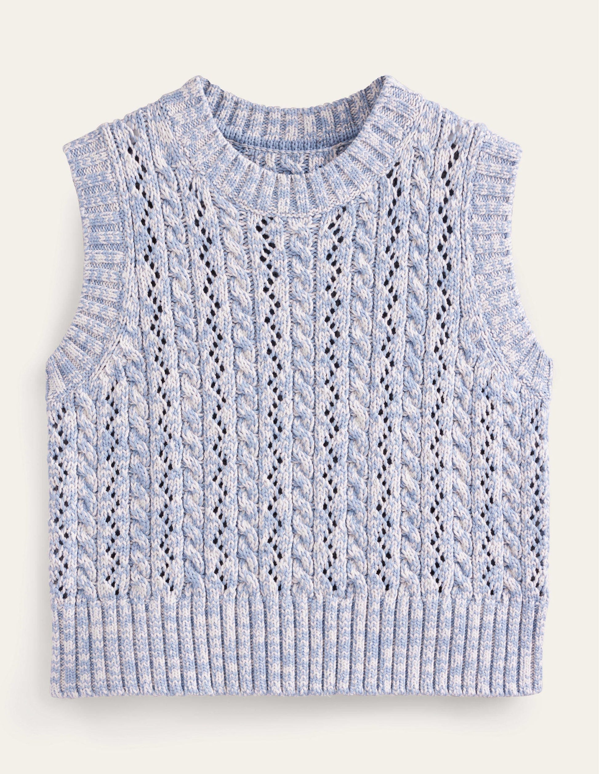 Cable Knit Tank-Blue Blizzard, Ivory Marl-7