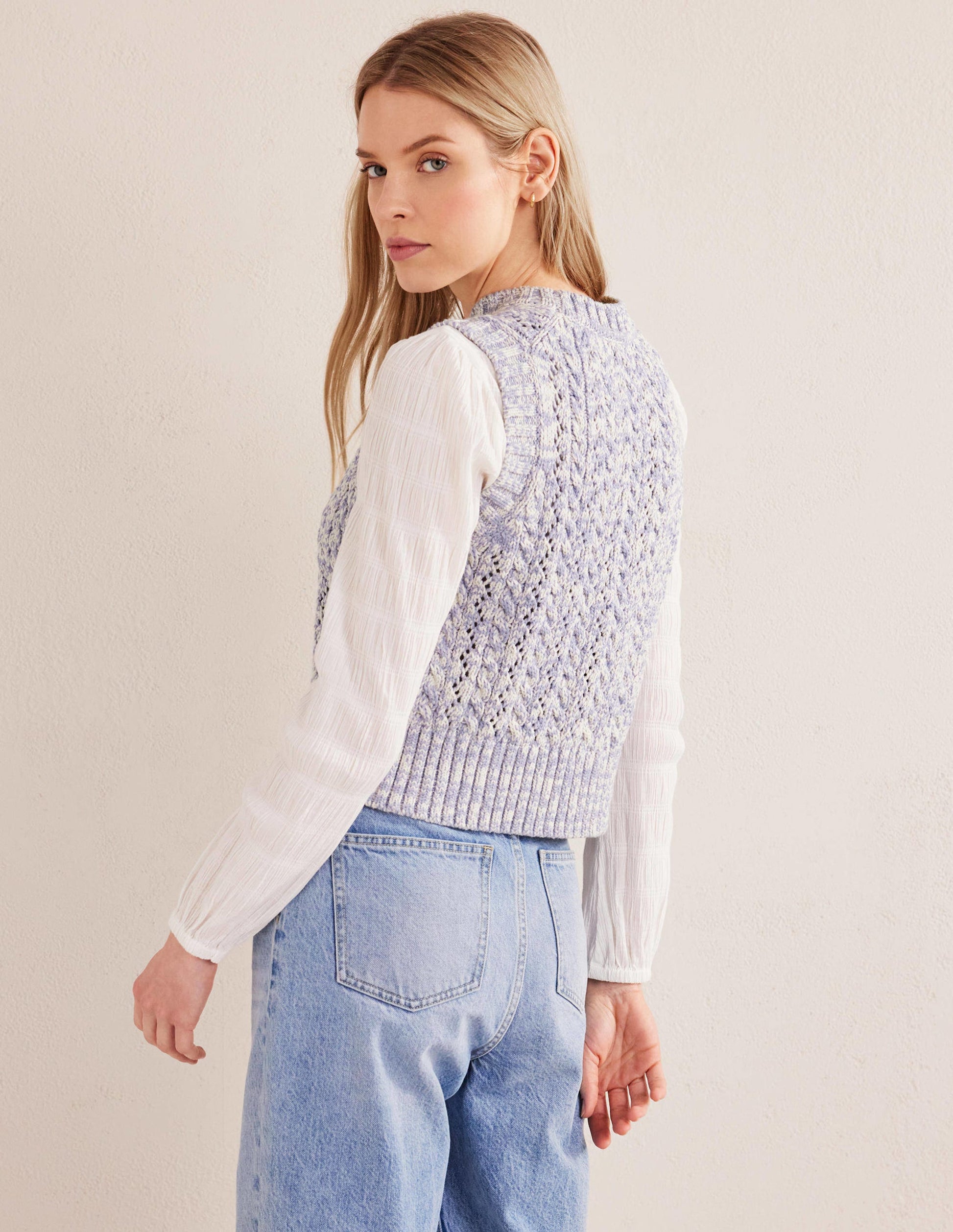 Cable Knit Tank-Blue Blizzard, Ivory Marl-3