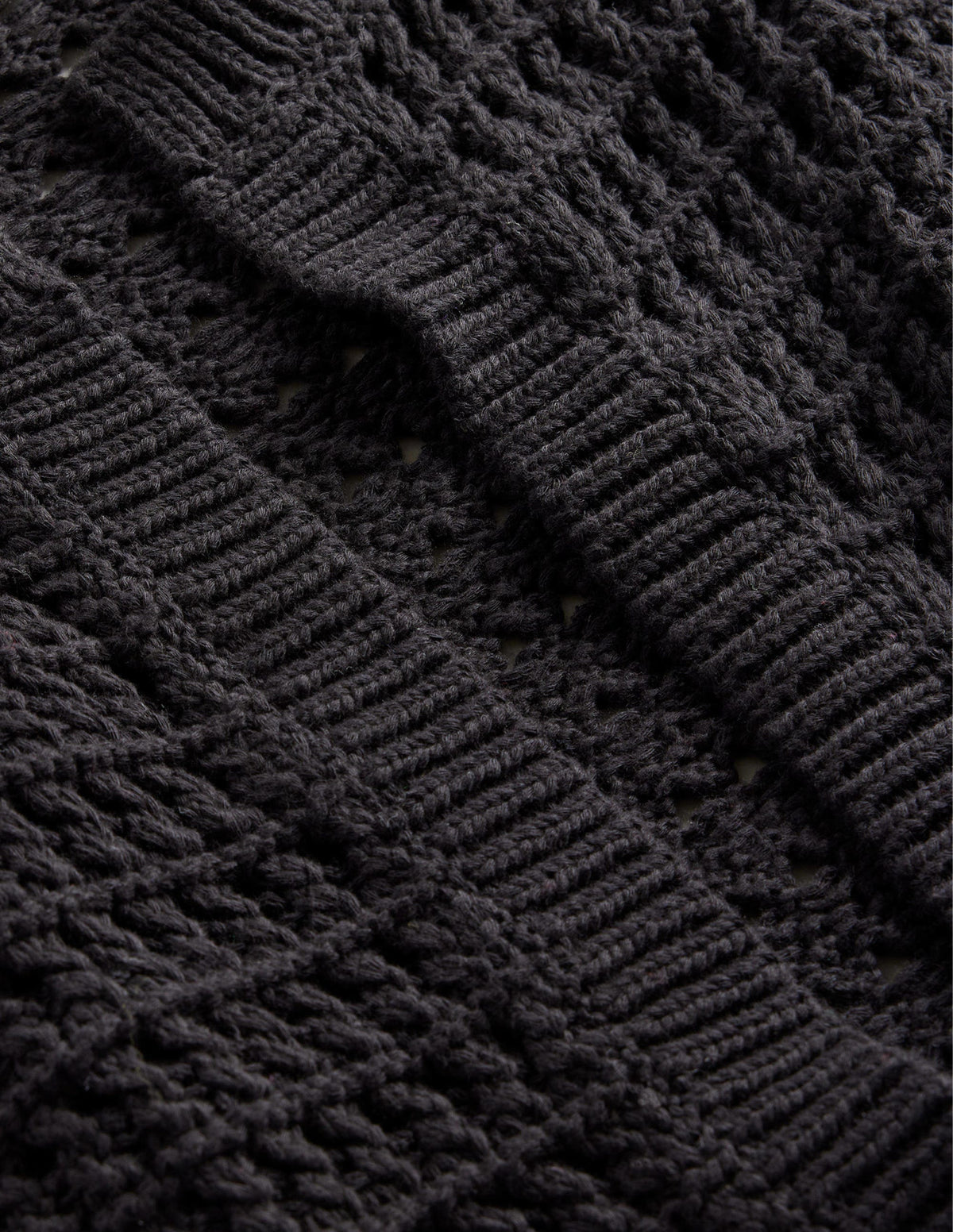 Cropped Crochet Cardigan-Black - Image 6