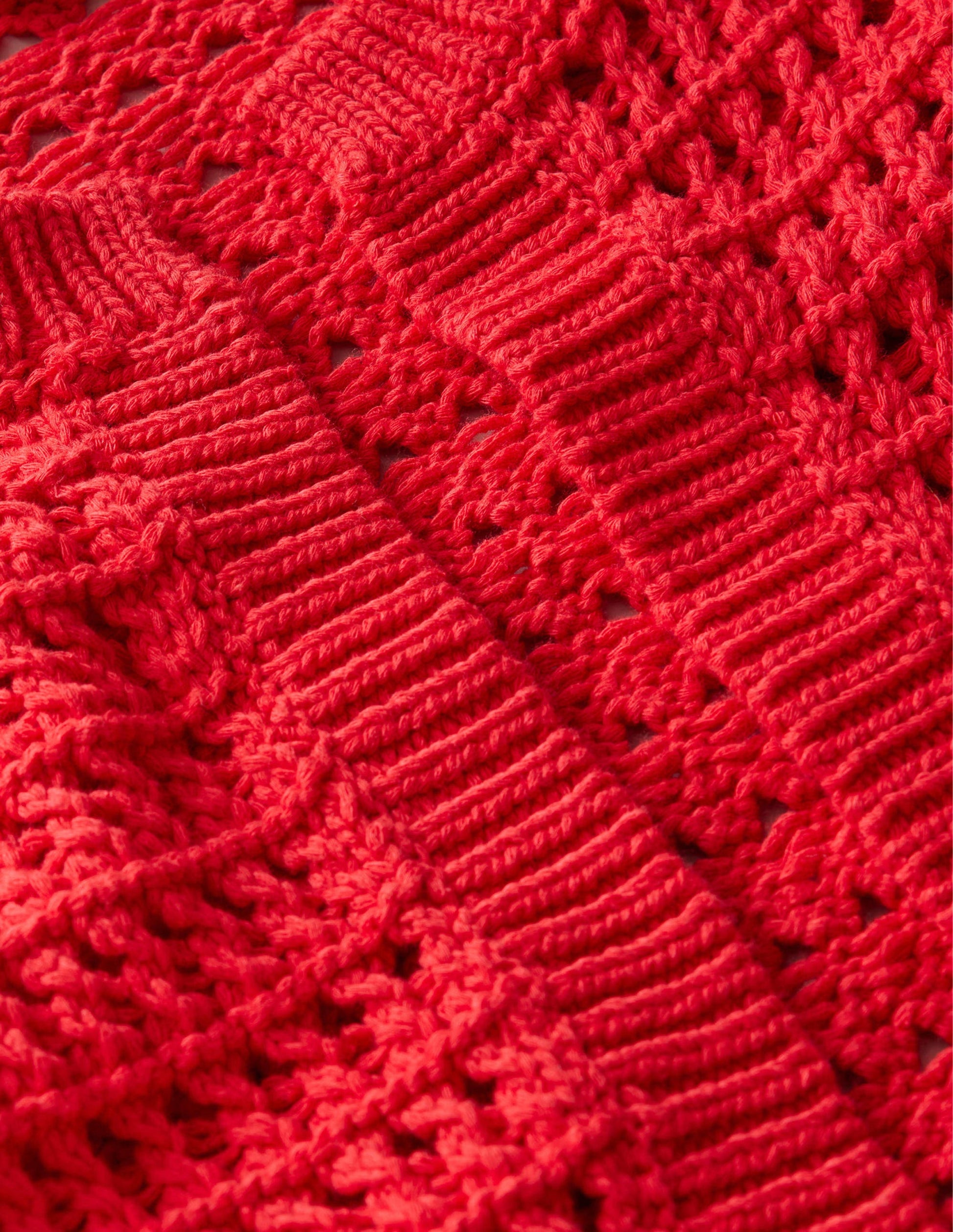 Cropped Crochet Cardigan-High Risk Red-6