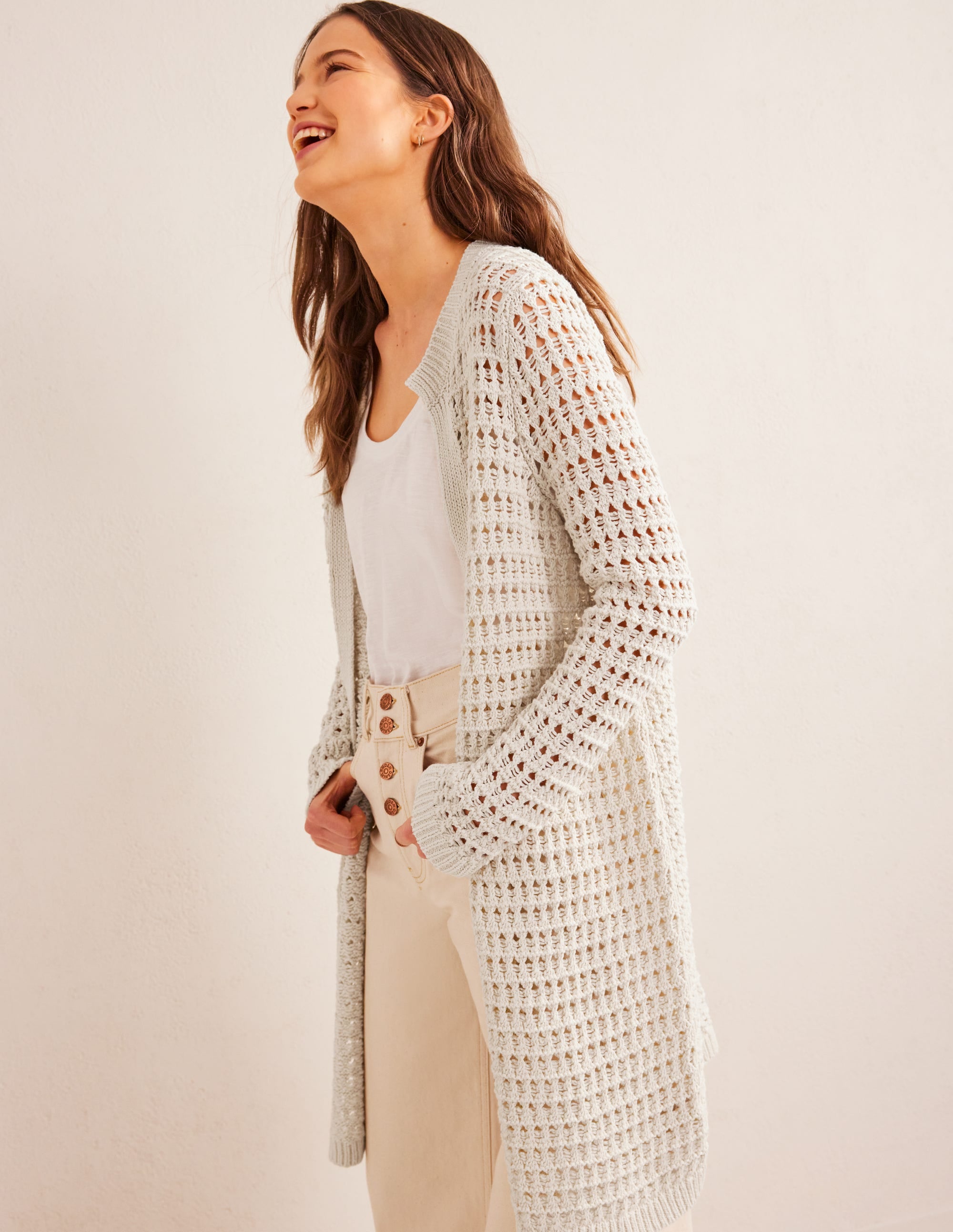 Crochet Coatigan-Warm Ivory - Image 1