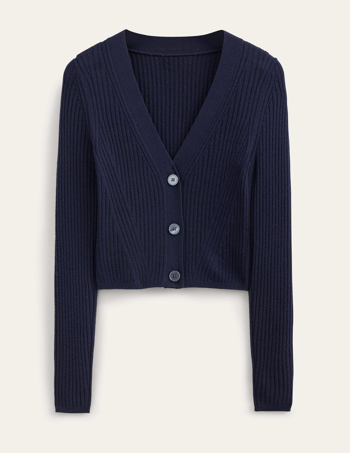 Merino Cropped RIb Cardigan-Navy-5