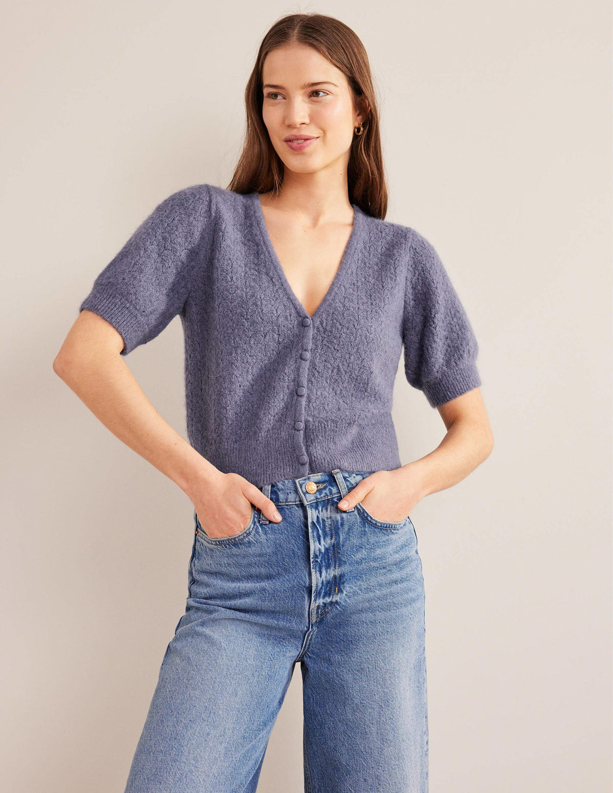 Pointelle Cardigan-Nightshadow Blue - Image 1