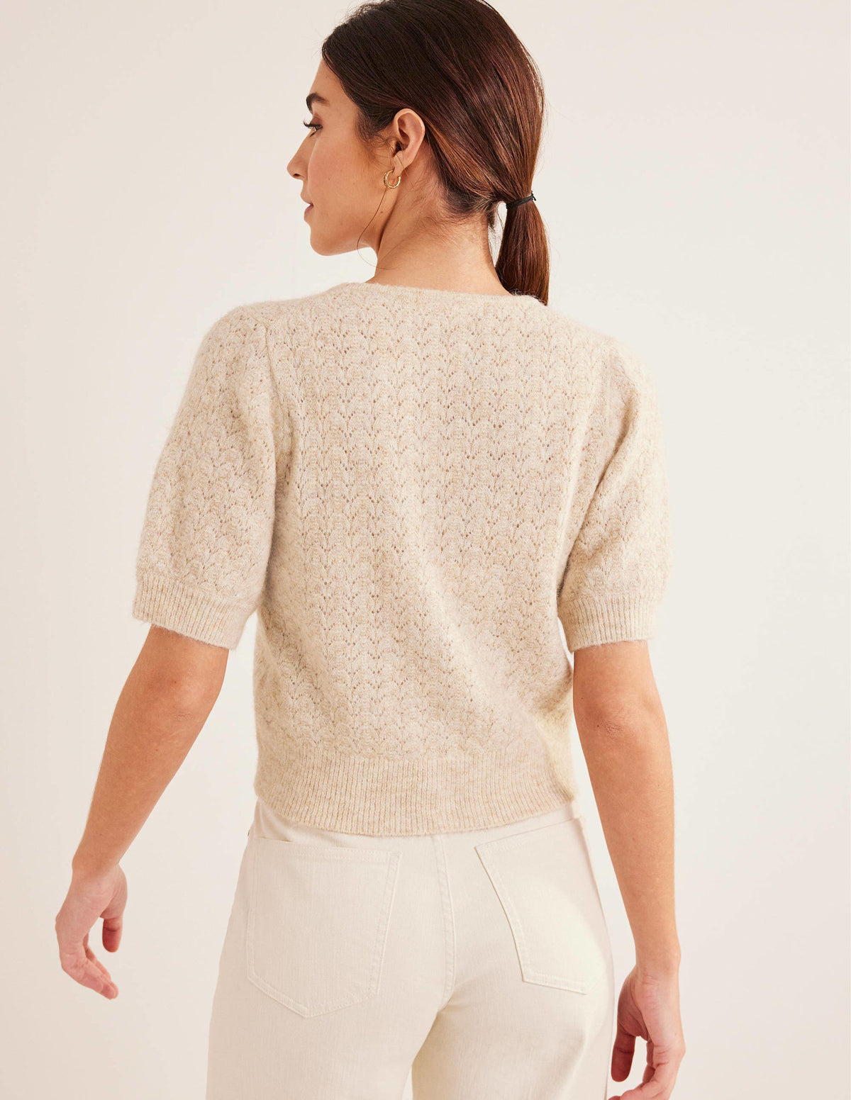 Pointelle Cardigan-Oatmeal Melange-3