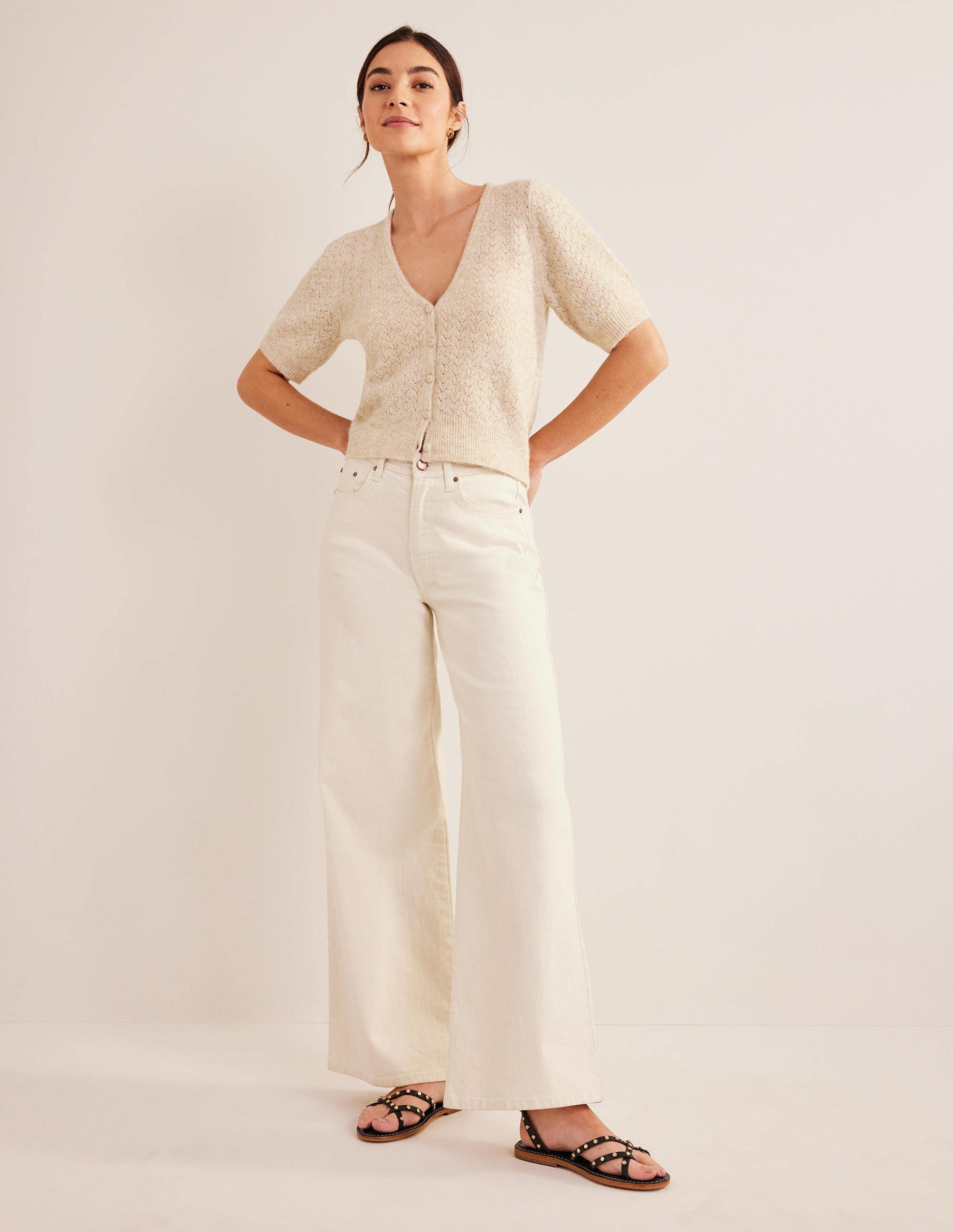Pointelle Cardigan-Oatmeal Melange-4