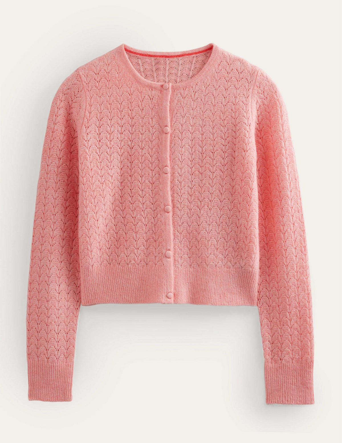 Pointelle Long-Sleeve Cardigan-Dahlia Pink - Image 6