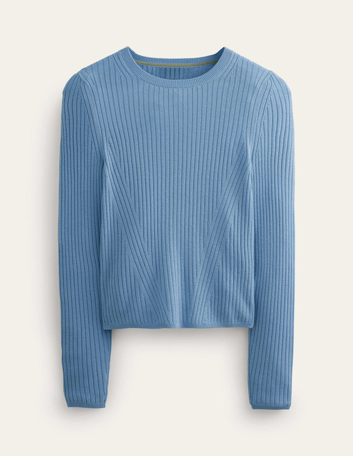Ribbed Merino Jumper-Linseed Blue-5