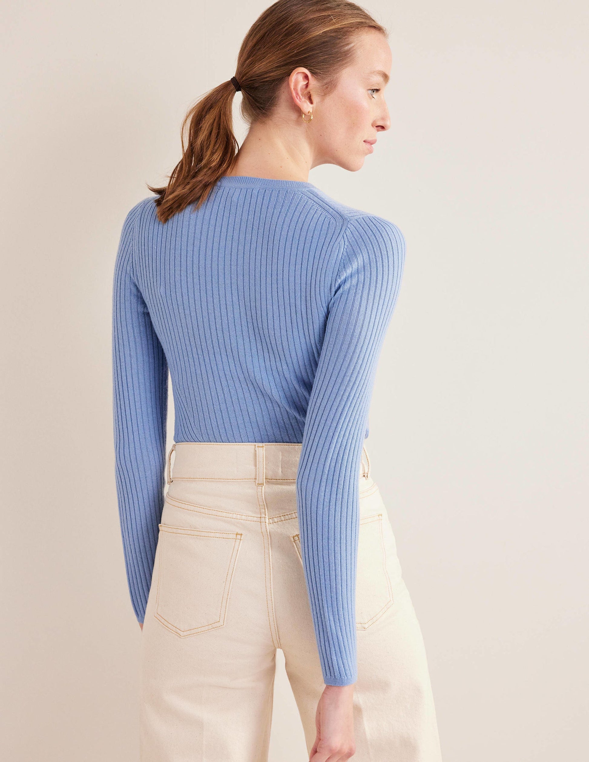 Ribbed Merino Jumper-Linseed Blue-3