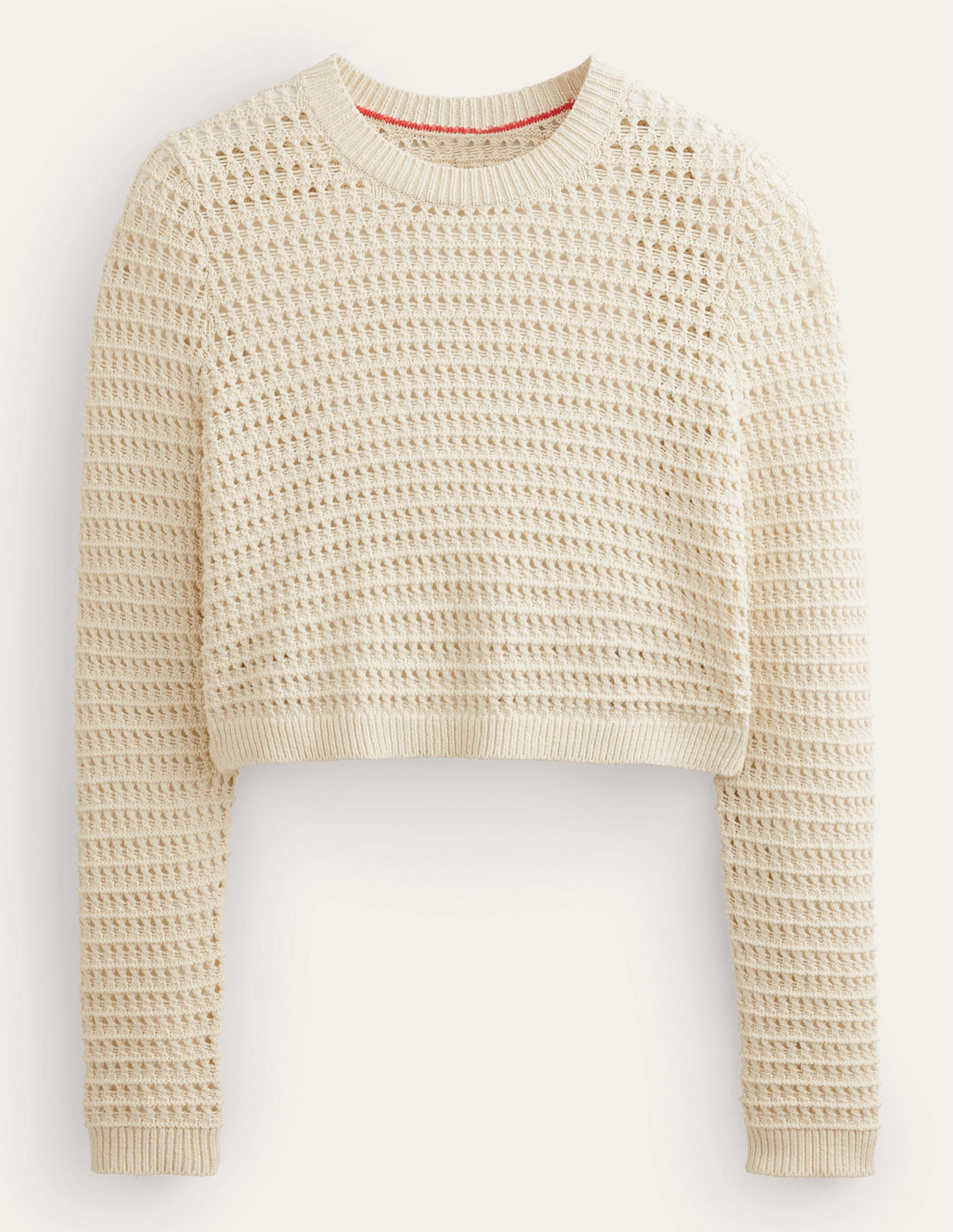 Cropped Crochet Jumper-Warm Ivory - Image 6