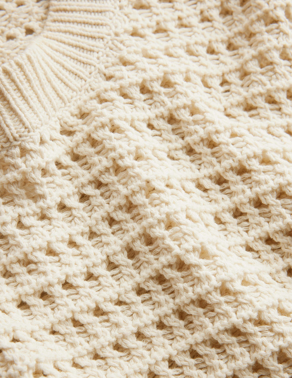 Cropped Crochet Jumper-Warm Ivory-7