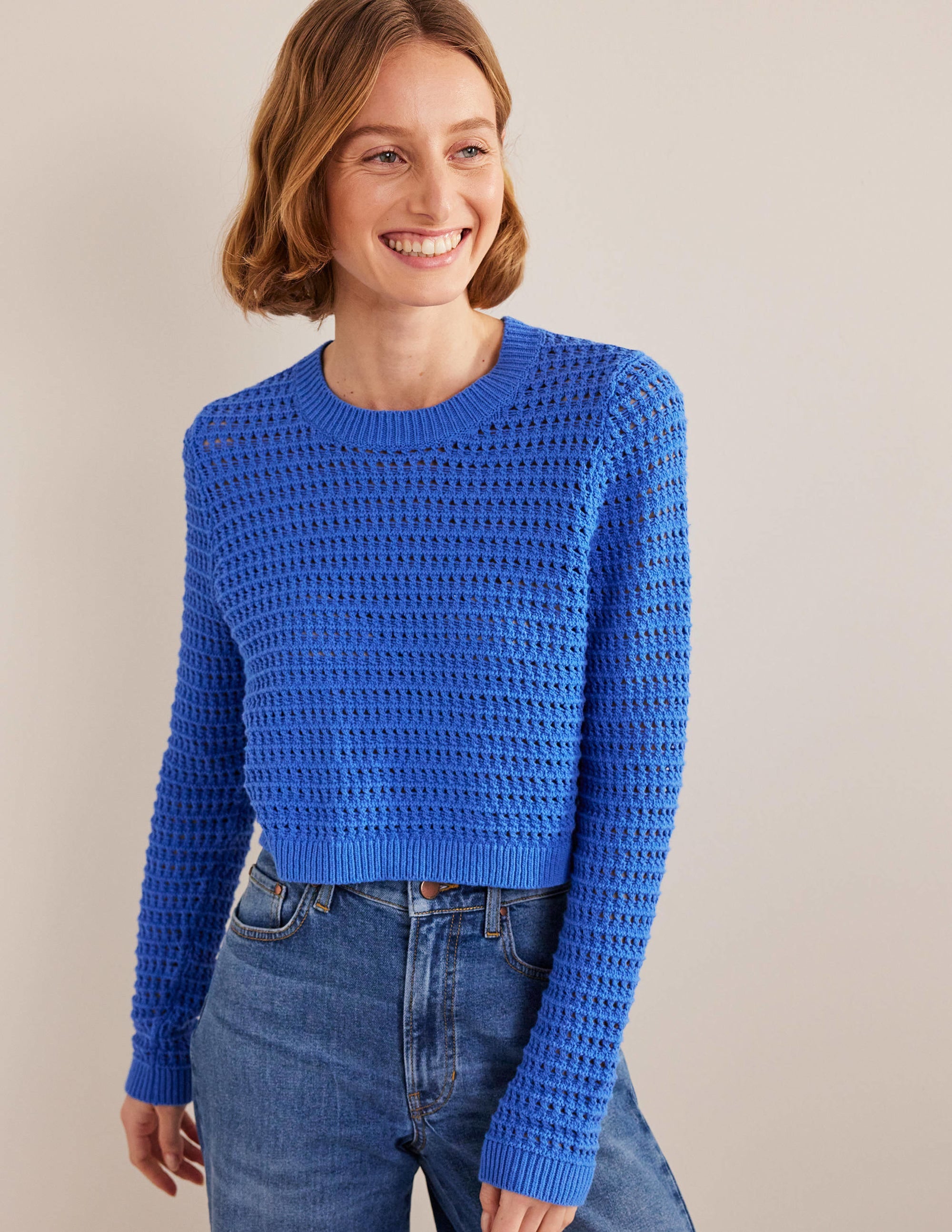 Cropped Crochet Jumper-Nebulus Blue - Image 1