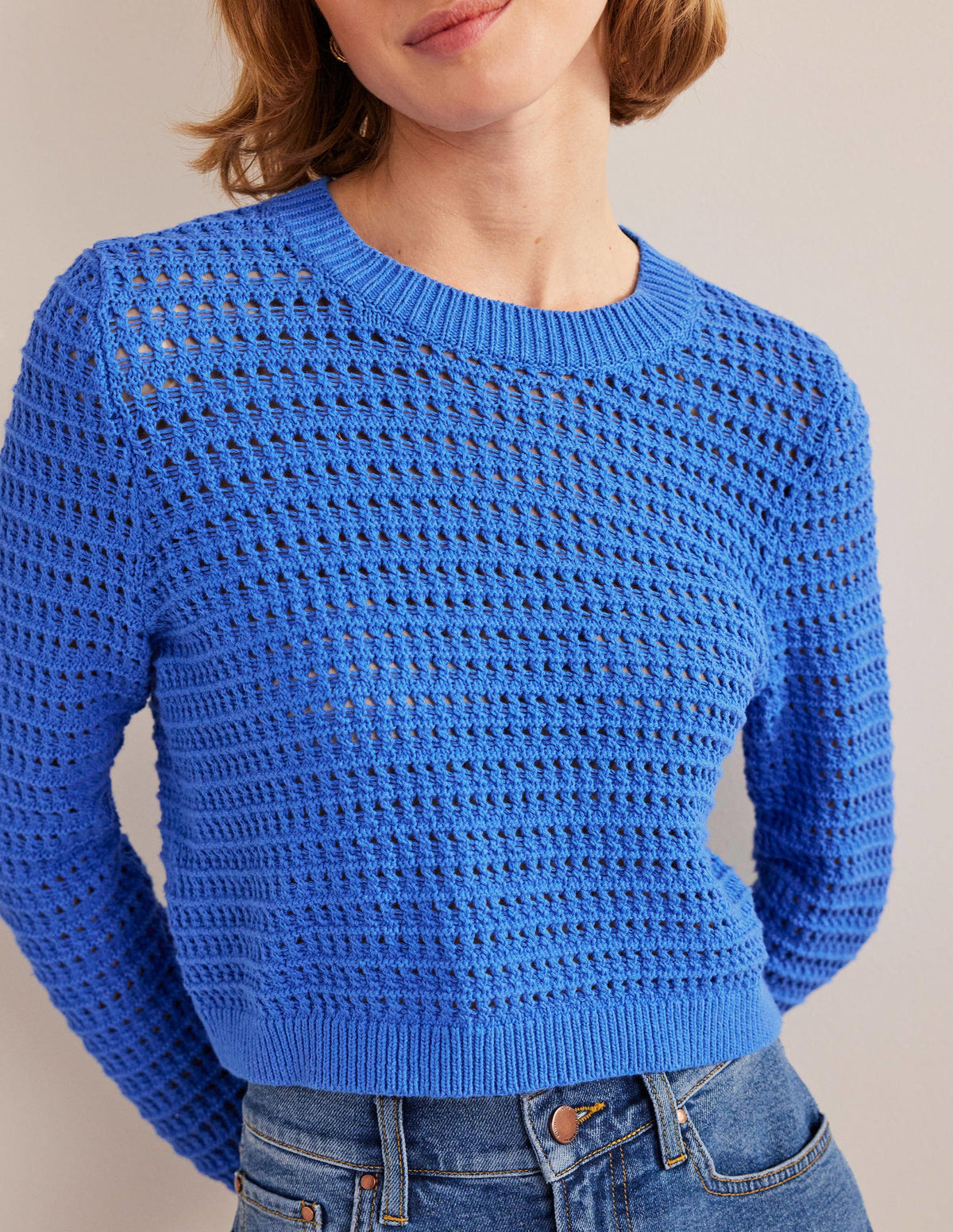 Cropped Crochet Jumper-Nebulus Blue-2