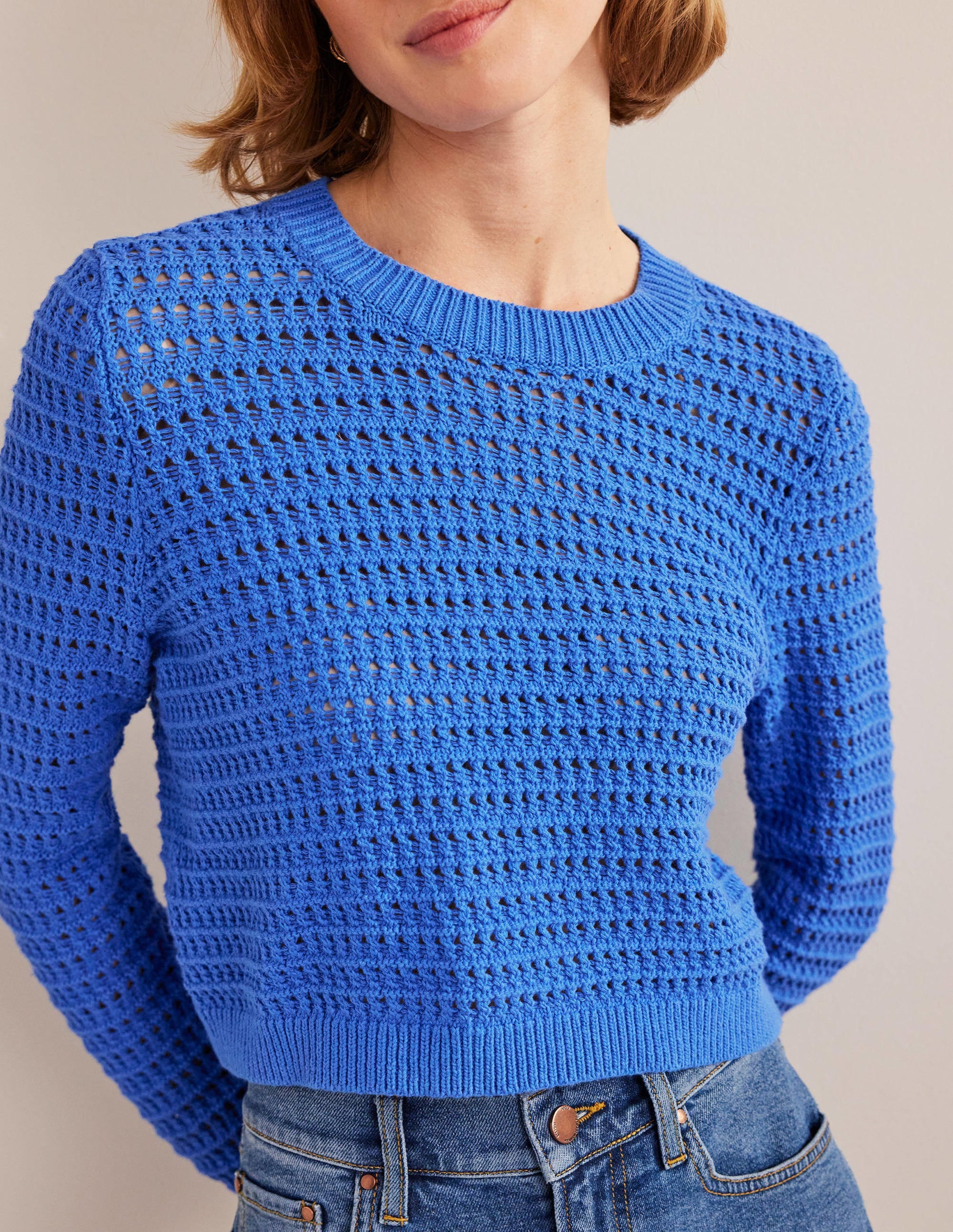 Cropped Crochet Jumper-Nebulus Blue - Image 2