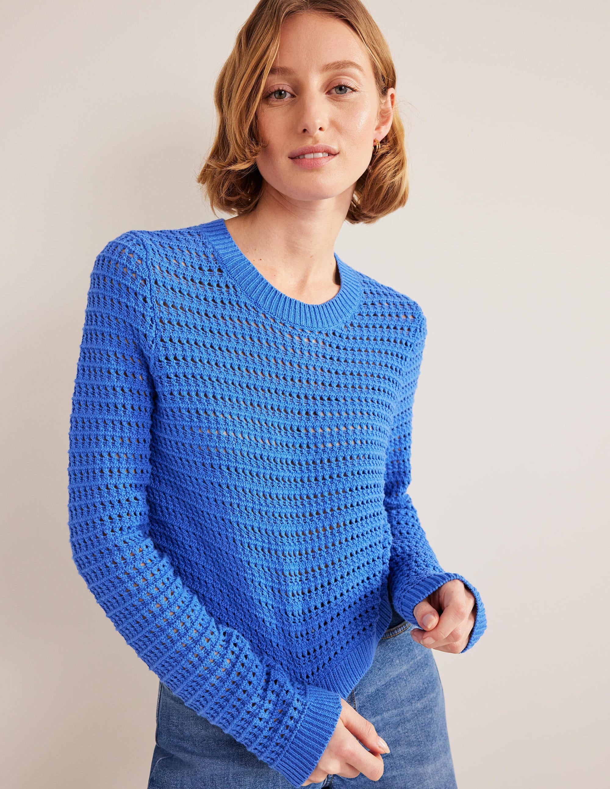 Cropped Crochet Jumper-Nebulus Blue - Image 4