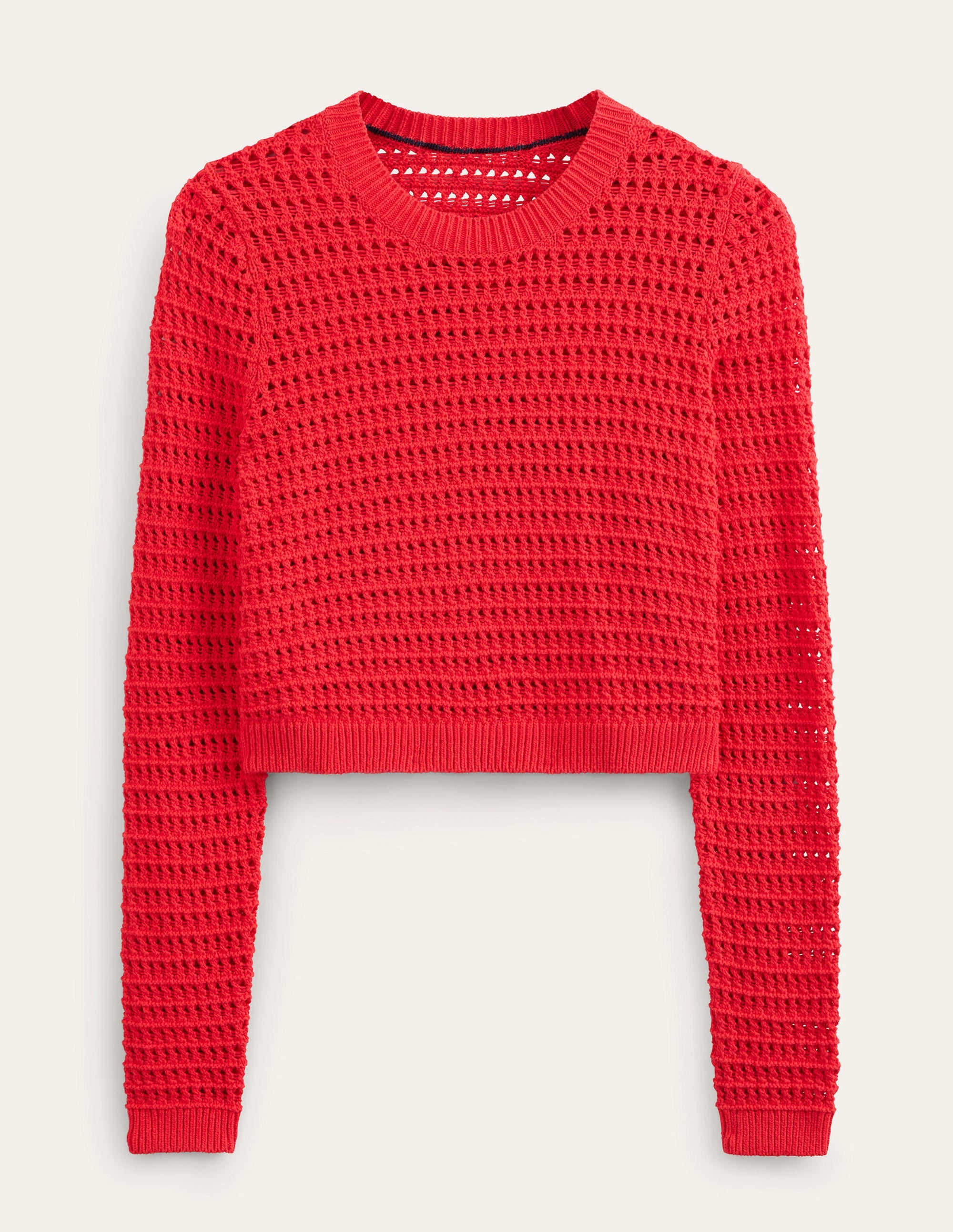 Cropped Crochet Jumper-High Risk Red - Image 5