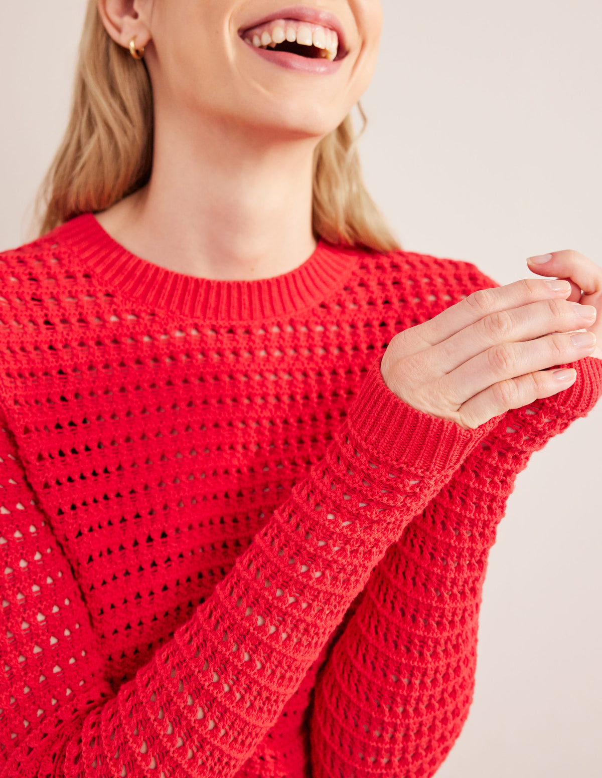Cropped Crochet Jumper-High Risk Red-2