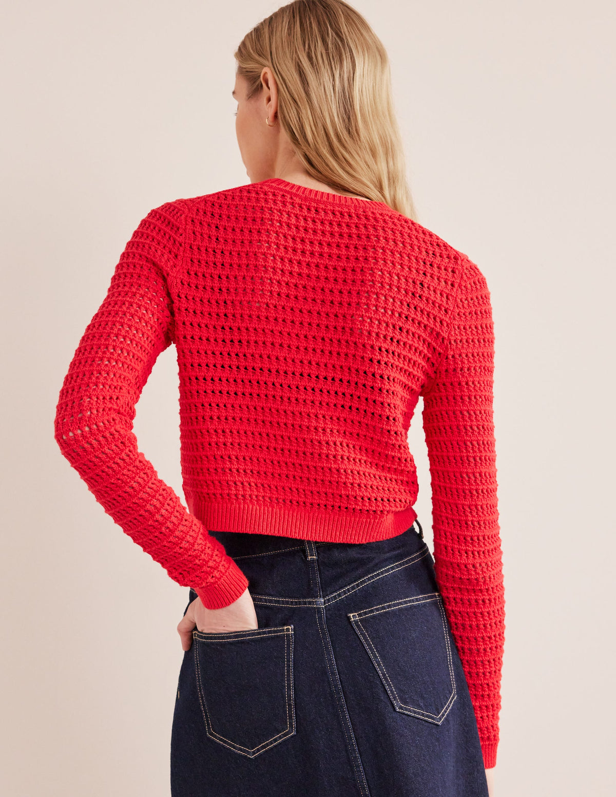 Cropped Crochet Jumper-High Risk Red-3