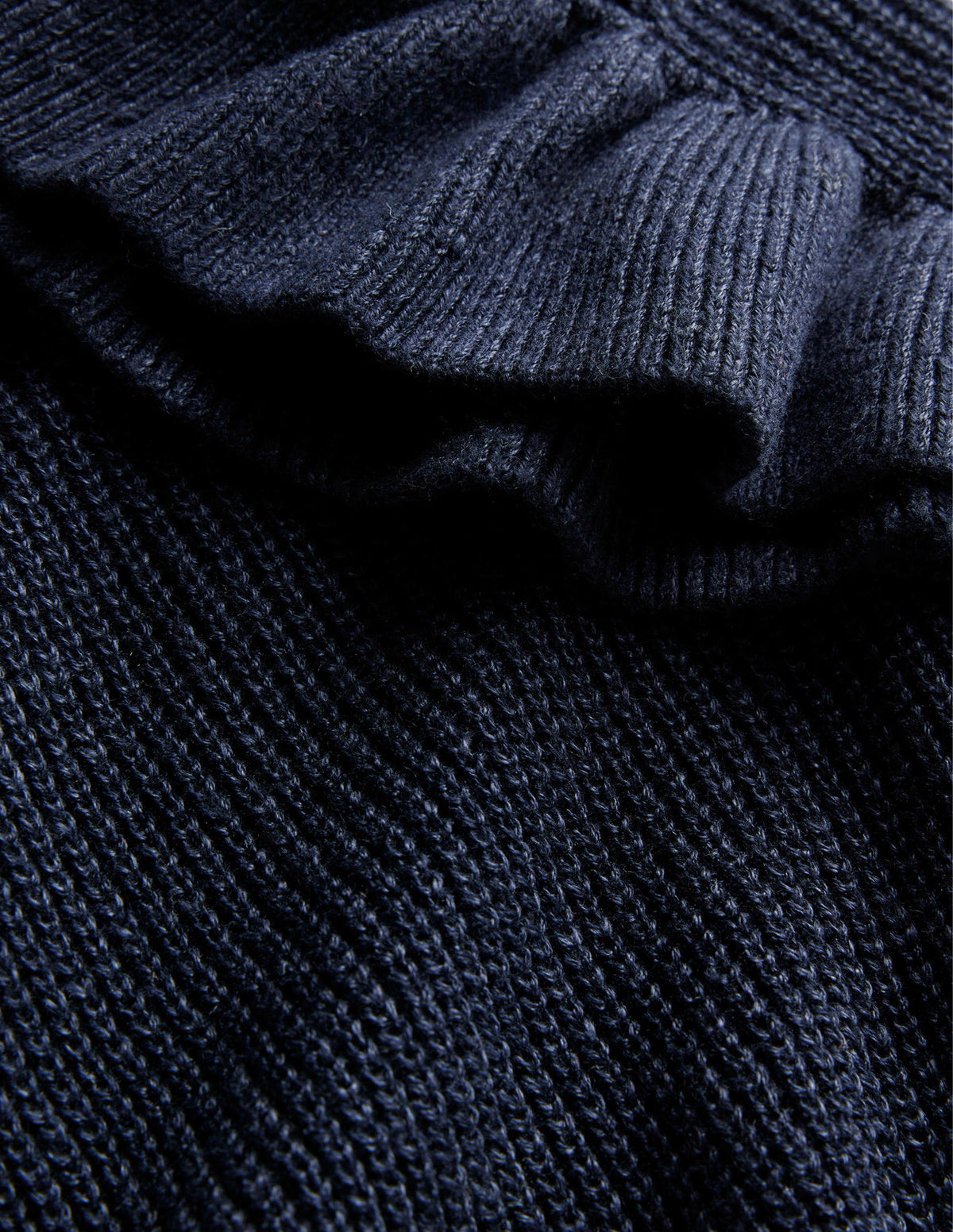 Ribbed Frill Linen Vest-Navy-6