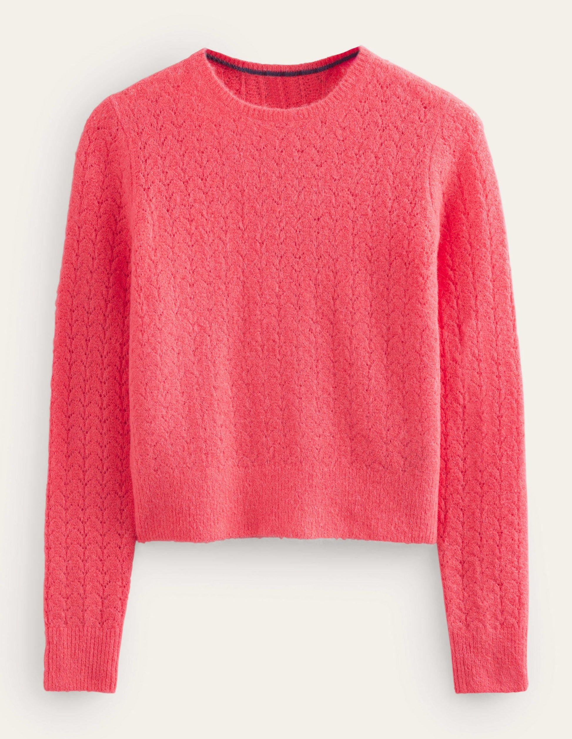 Fluffy Pointelle Jumper-Coral-5