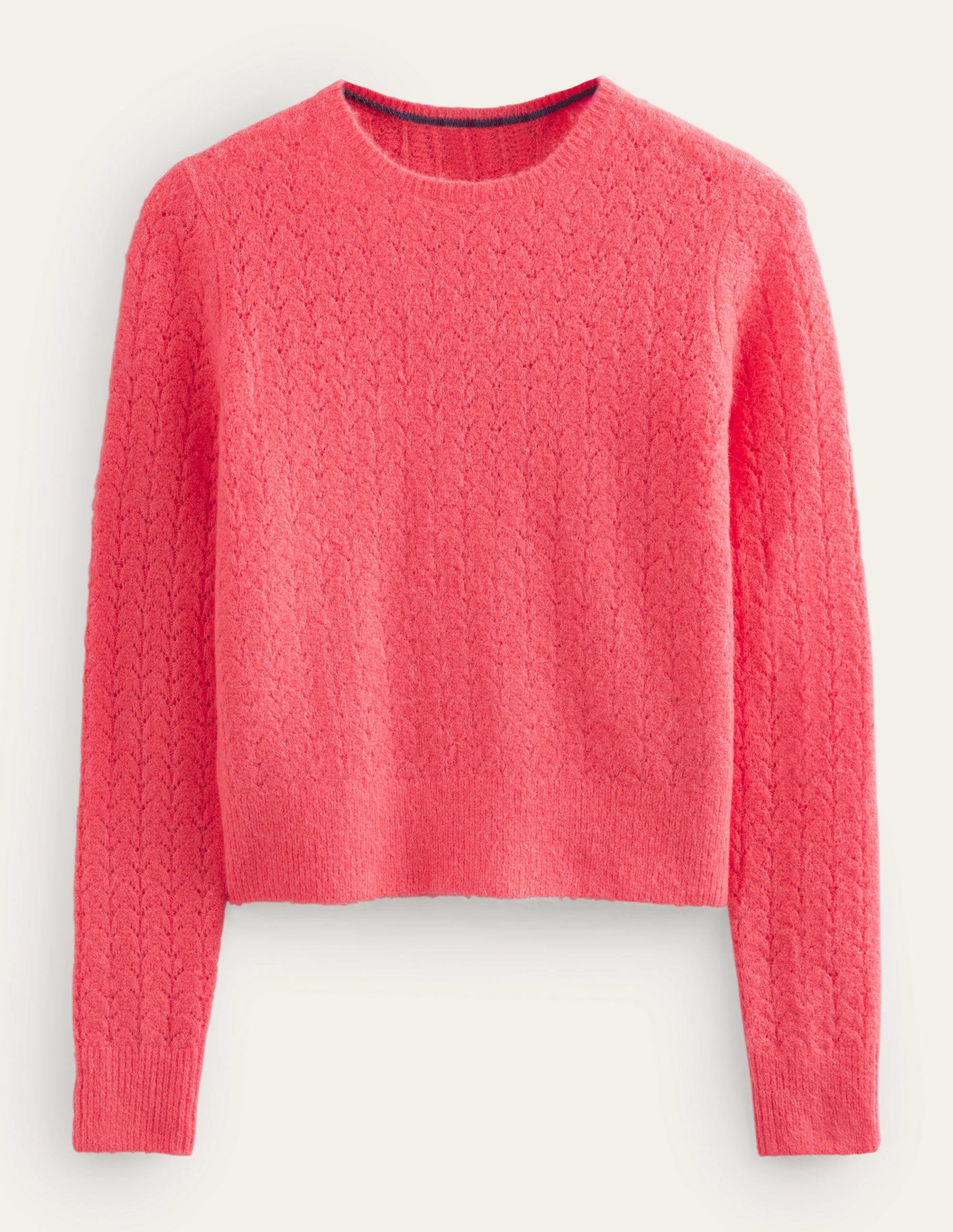 Fluffy Pointelle Jumper-Coral - Image 5