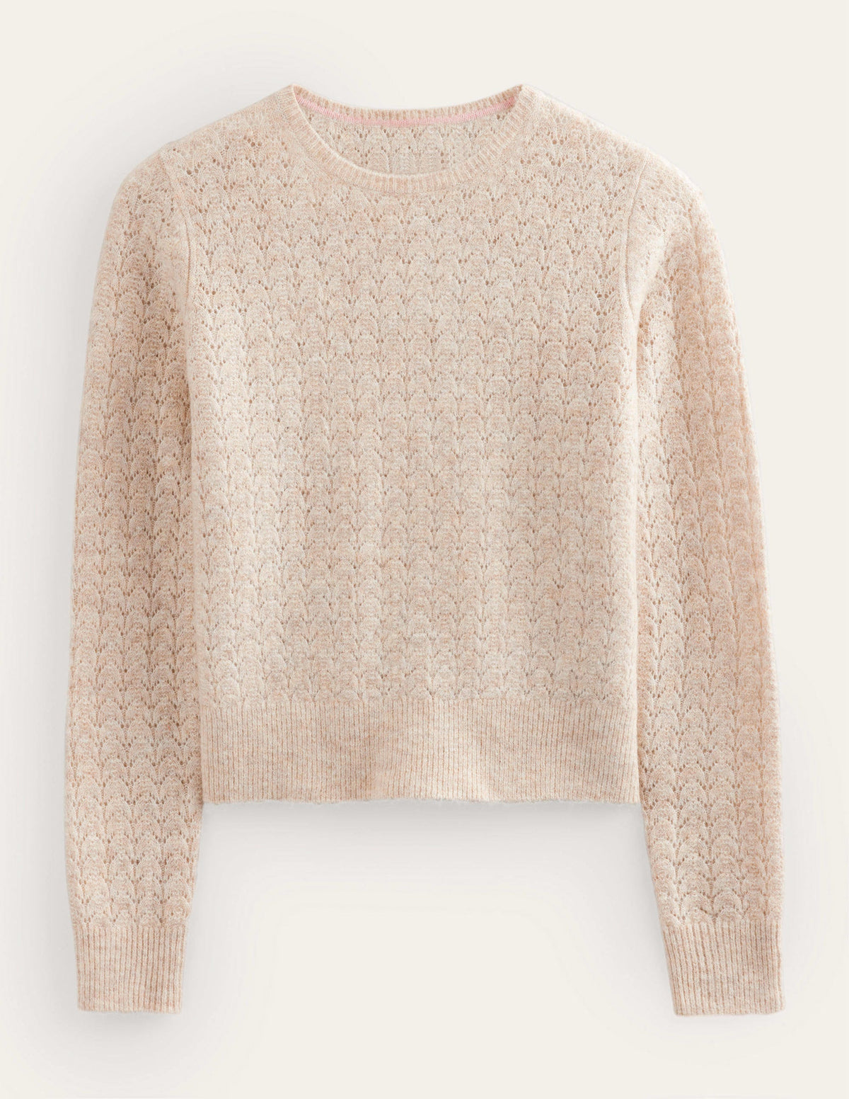 Fluffy Pointelle Jumper-Oatmeal Melange - Image 6