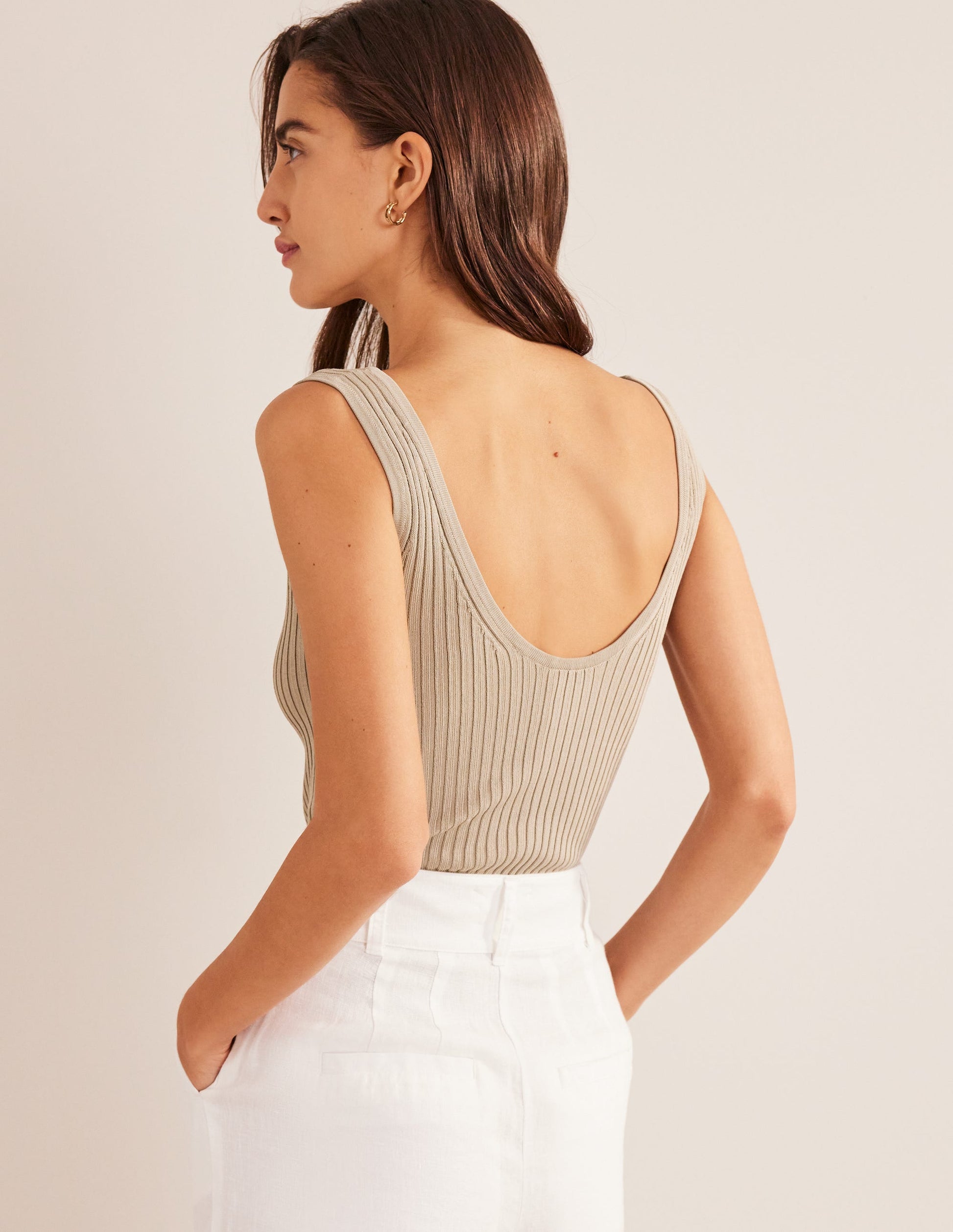 Cropped Wide Neck Rib Cardigan-Stone-3