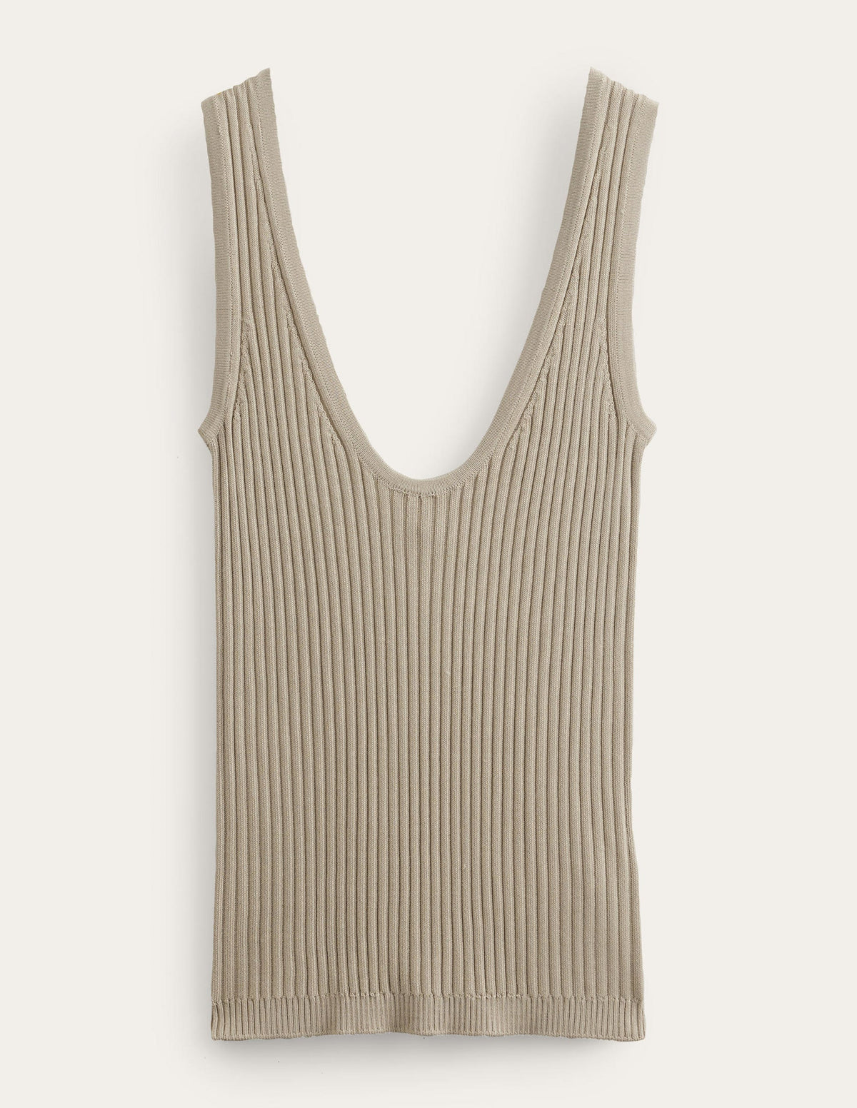 Cropped Scoop Ribbed Vest-Stone-8