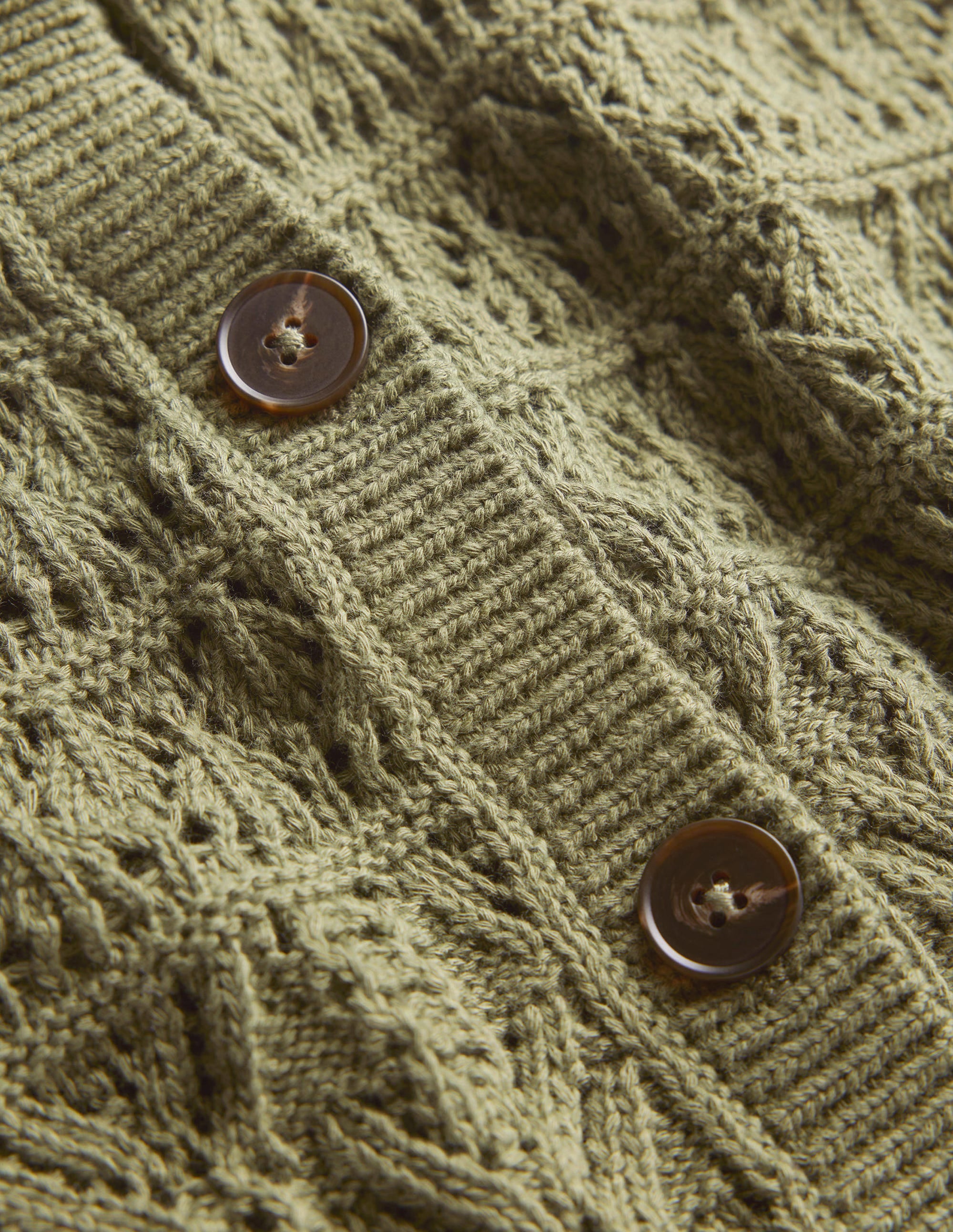 Pointelle Crew Neck Cardigan-Spruce Green - Image 6