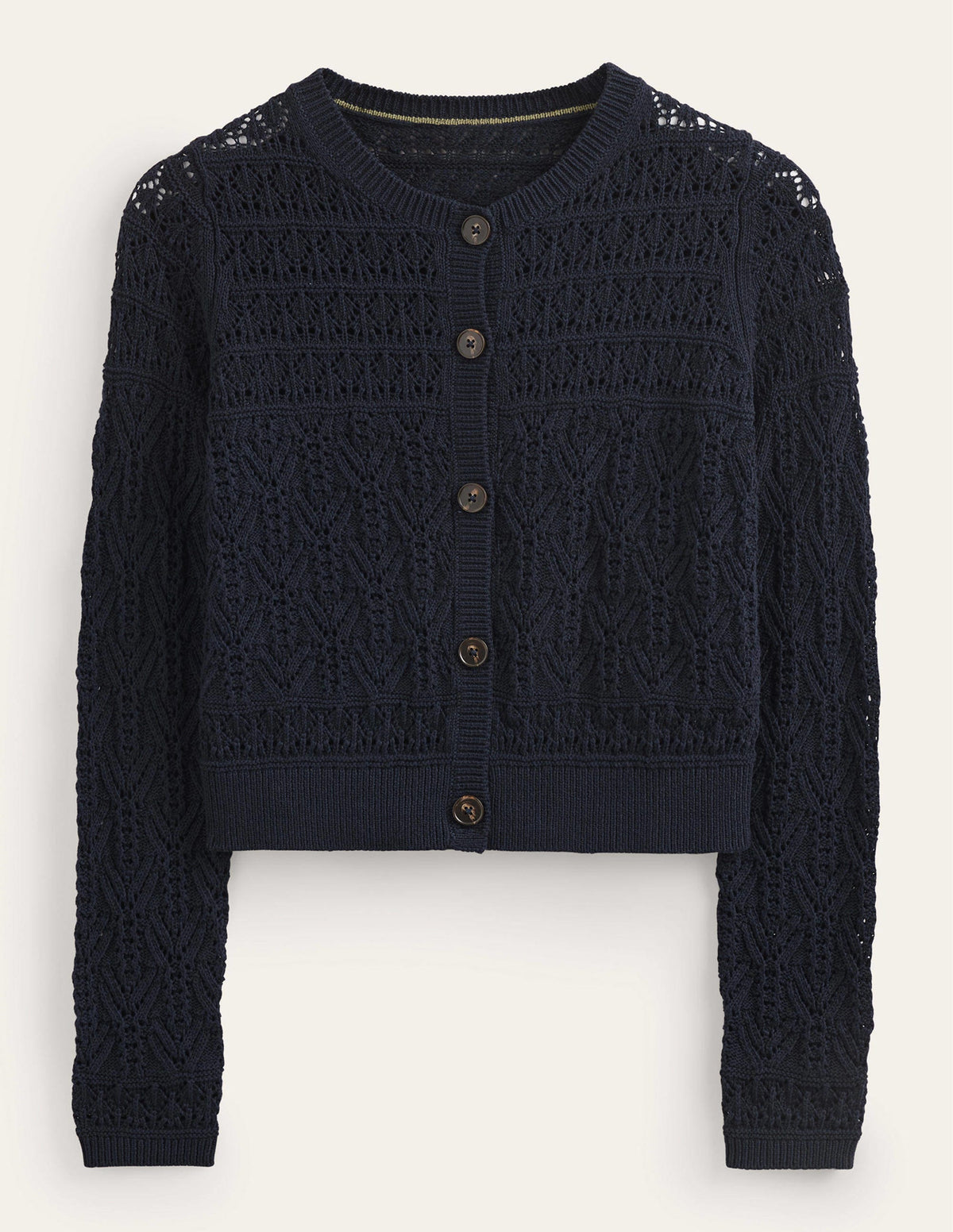 Pointelle Cotton Cardigan-Navy-5
