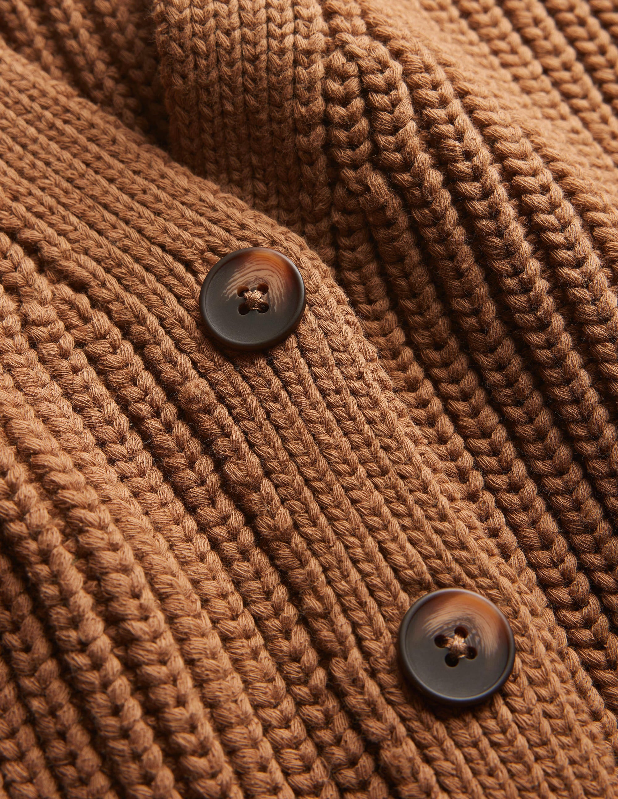 Oversized Ribbed Cardigan-Camel Melange - Image 6