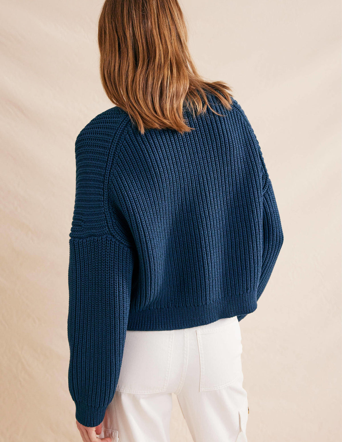 Oversized Ribbed Cardigan-Navy-3
