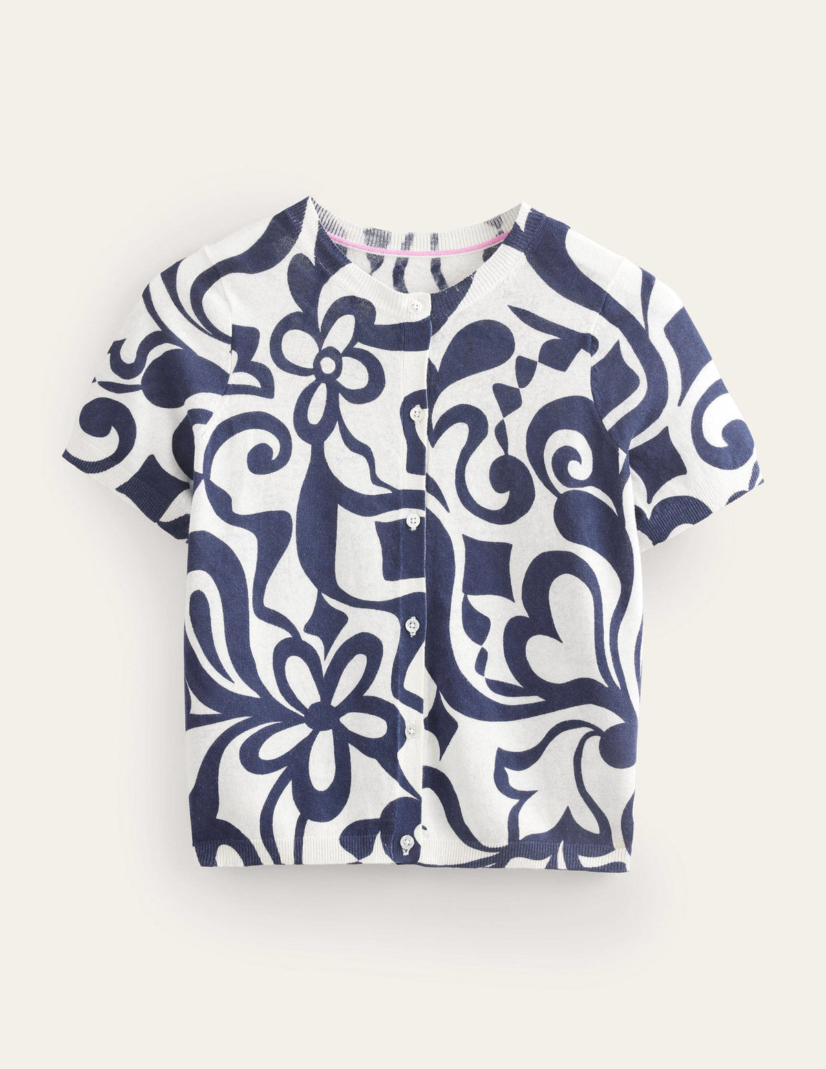Printed Beach Cardigan-Ink Pot, Ivory Bloom Azure-6