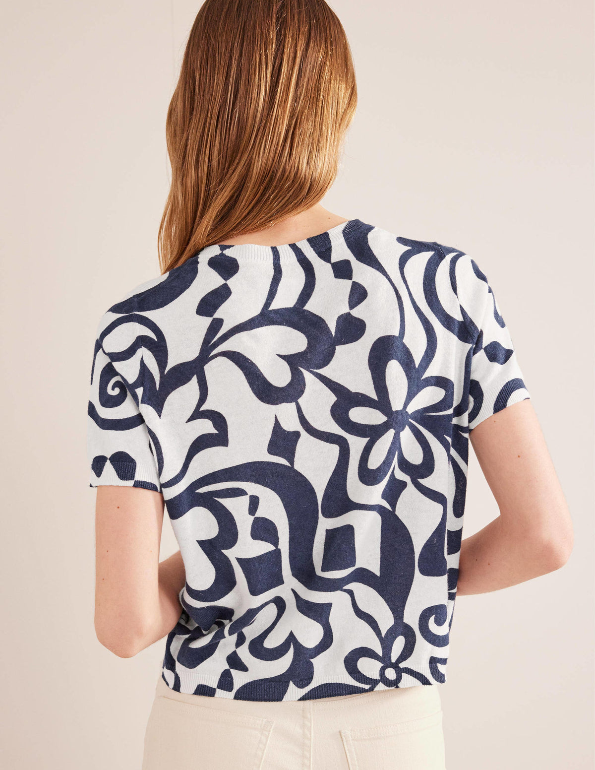 Printed Beach Cardigan-Ink Pot, Ivory Bloom Azure-3