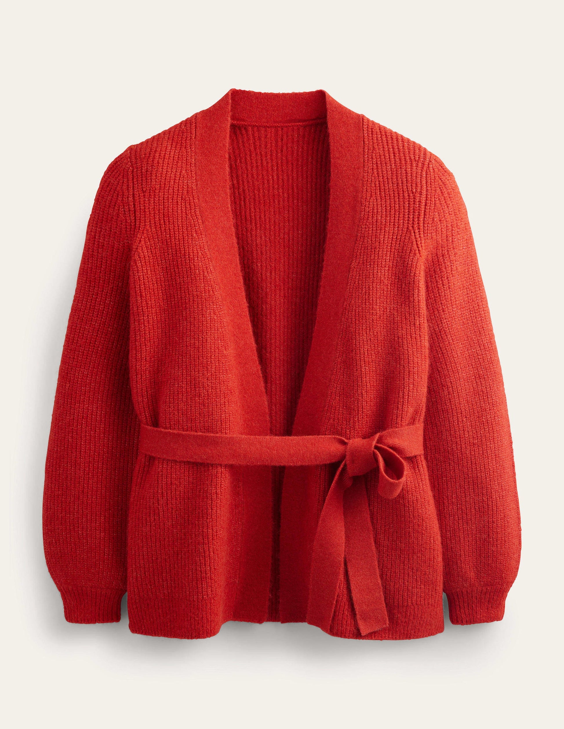 Fluffy Belted Cardigan-Tomato-5