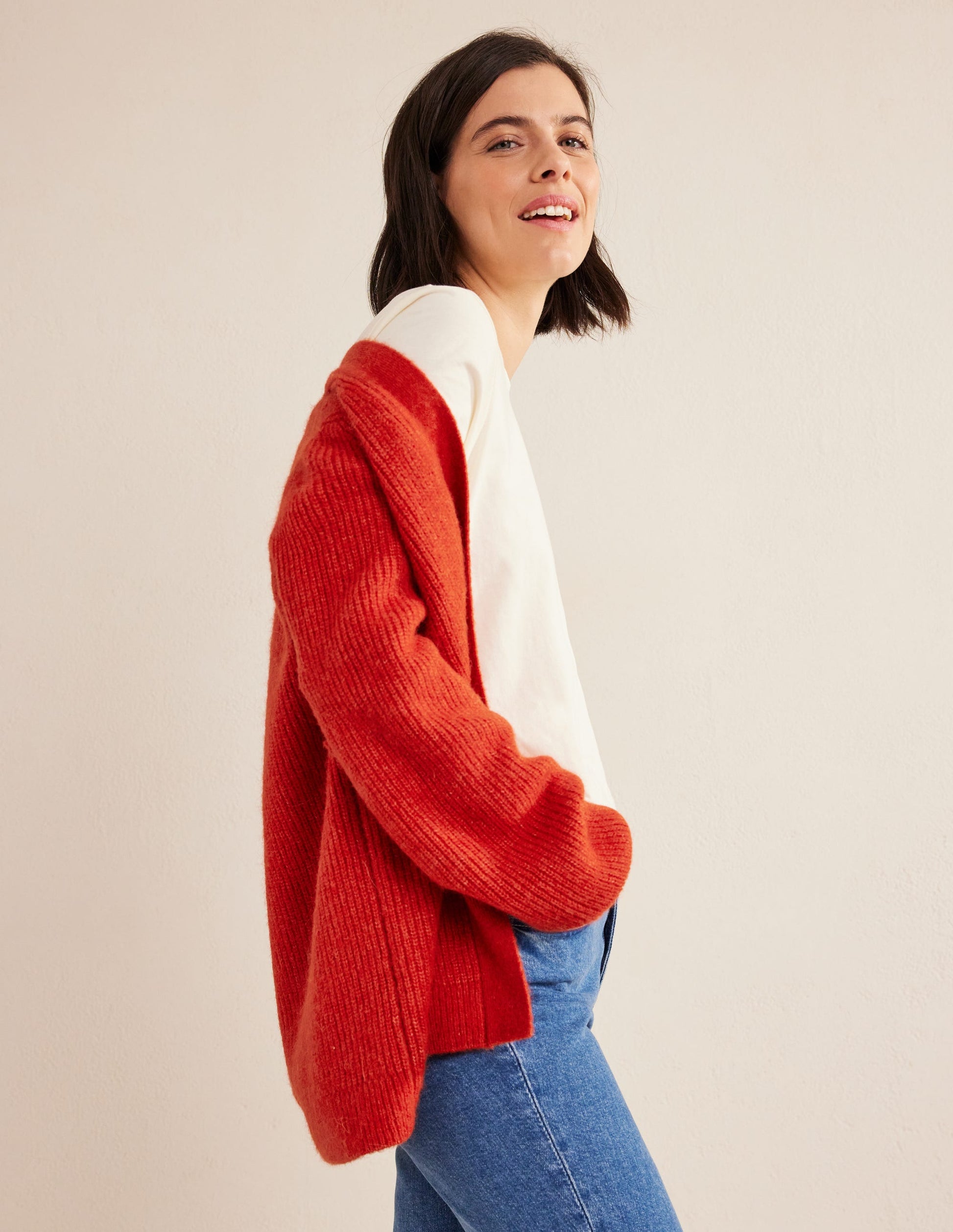 Fluffy Belted Cardigan-Tomato-1
