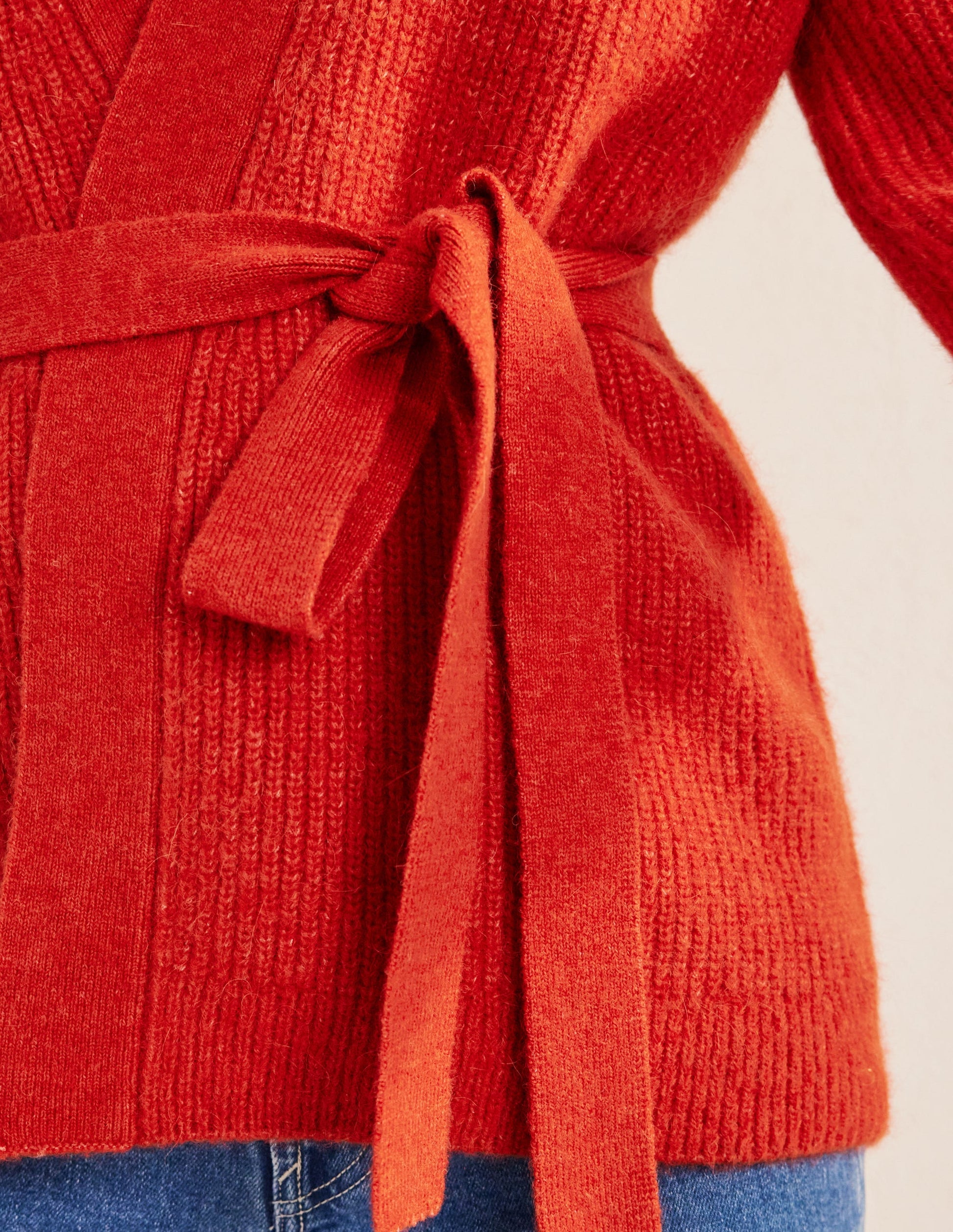 Fluffy Belted Cardigan-Tomato-2