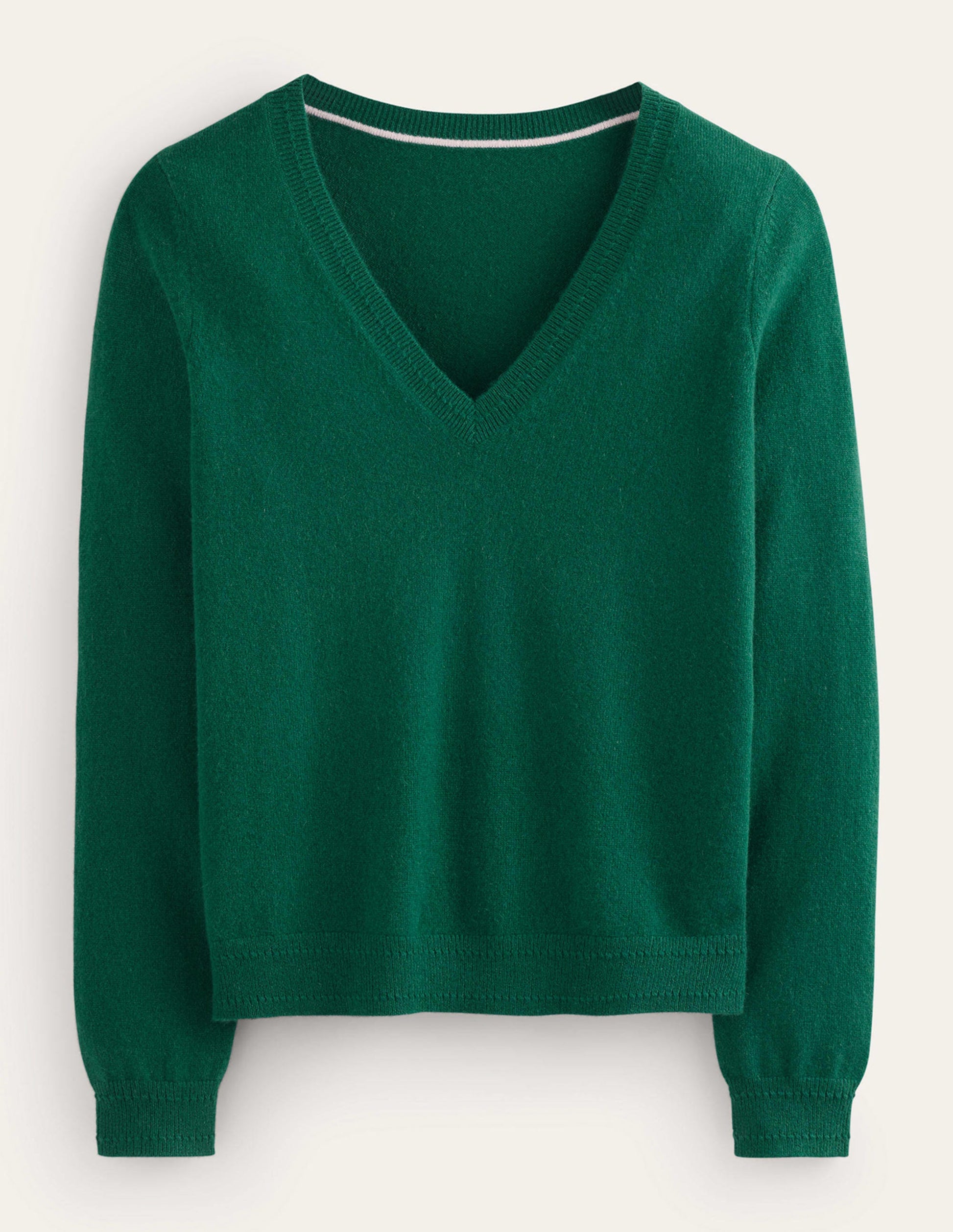Eva Cashmere V-neck Jumper-Deep Forest-6
