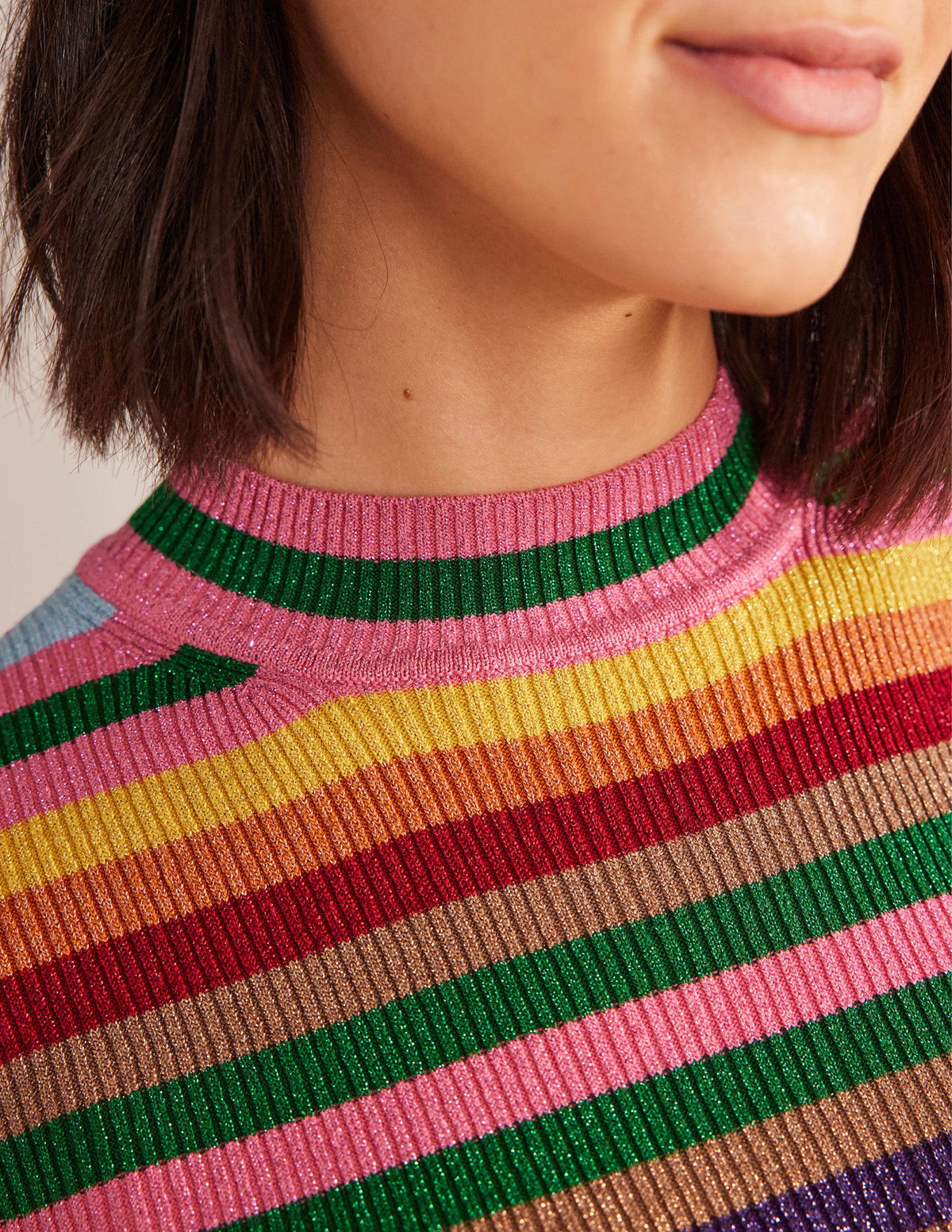Sparkle High Neck Top-Sparkle Multi Stripe-2