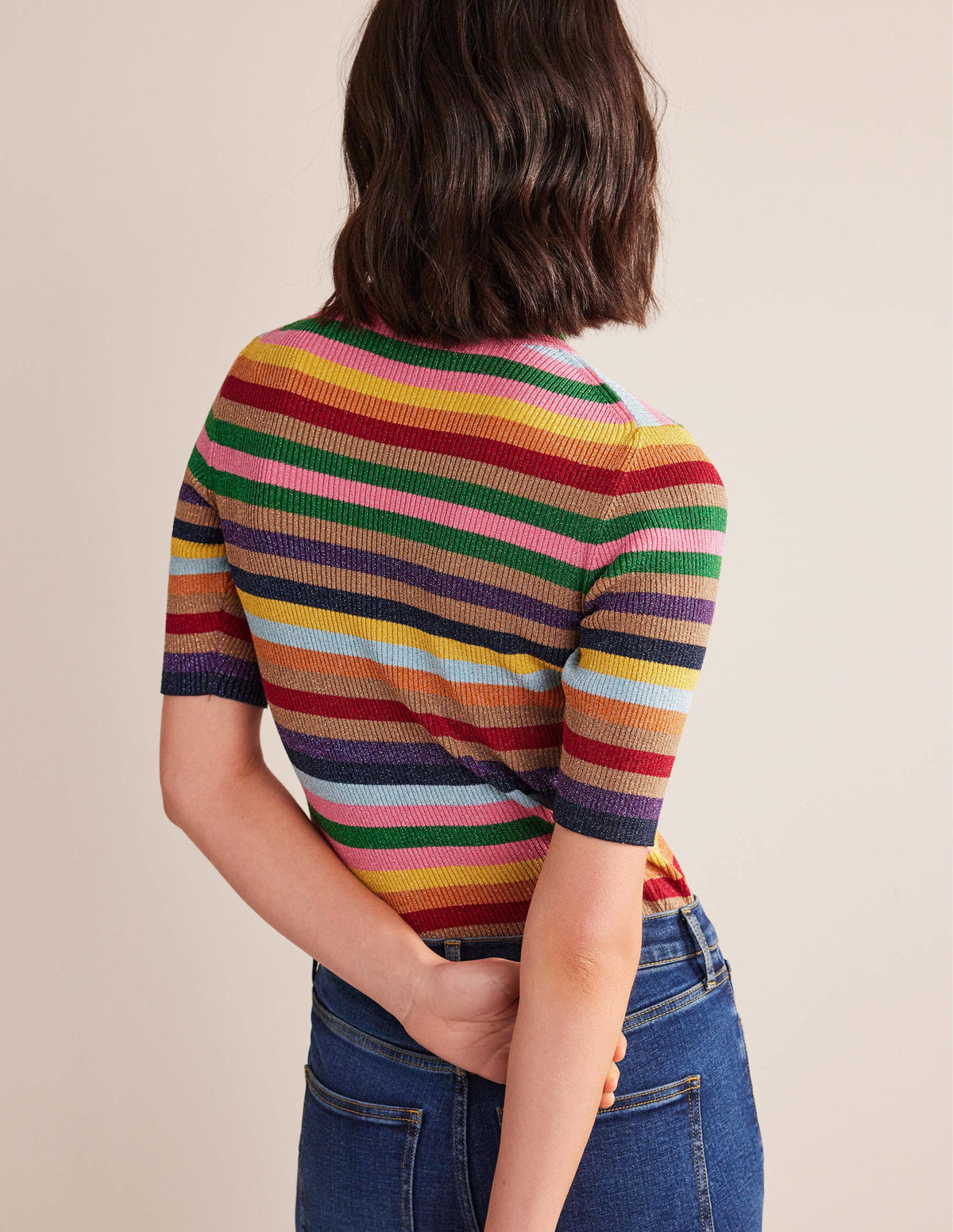 Sparkle High Neck Top-Sparkle Multi Stripe - Image 3