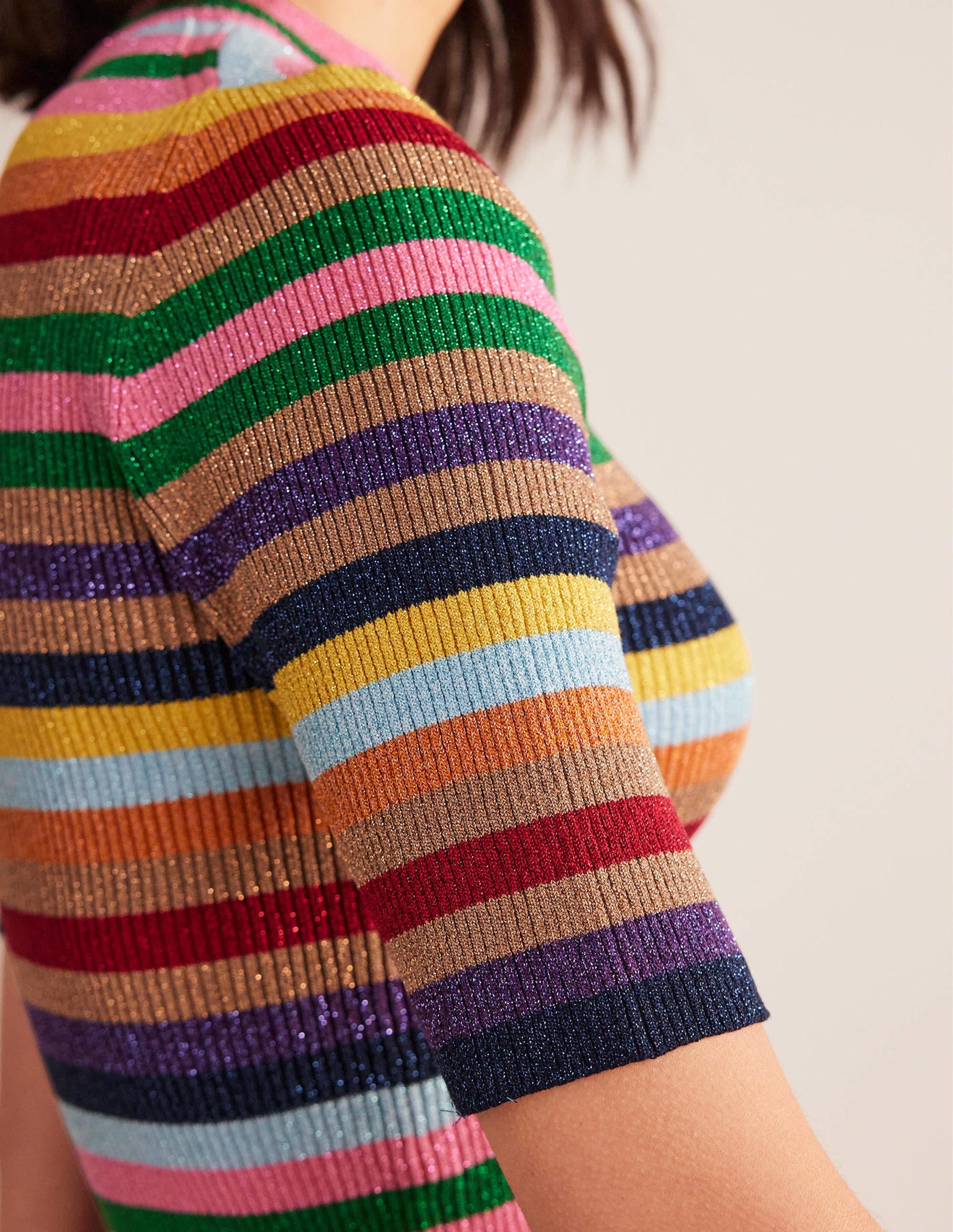 Sparkle High Neck Top-Sparkle Multi Stripe - Image 4