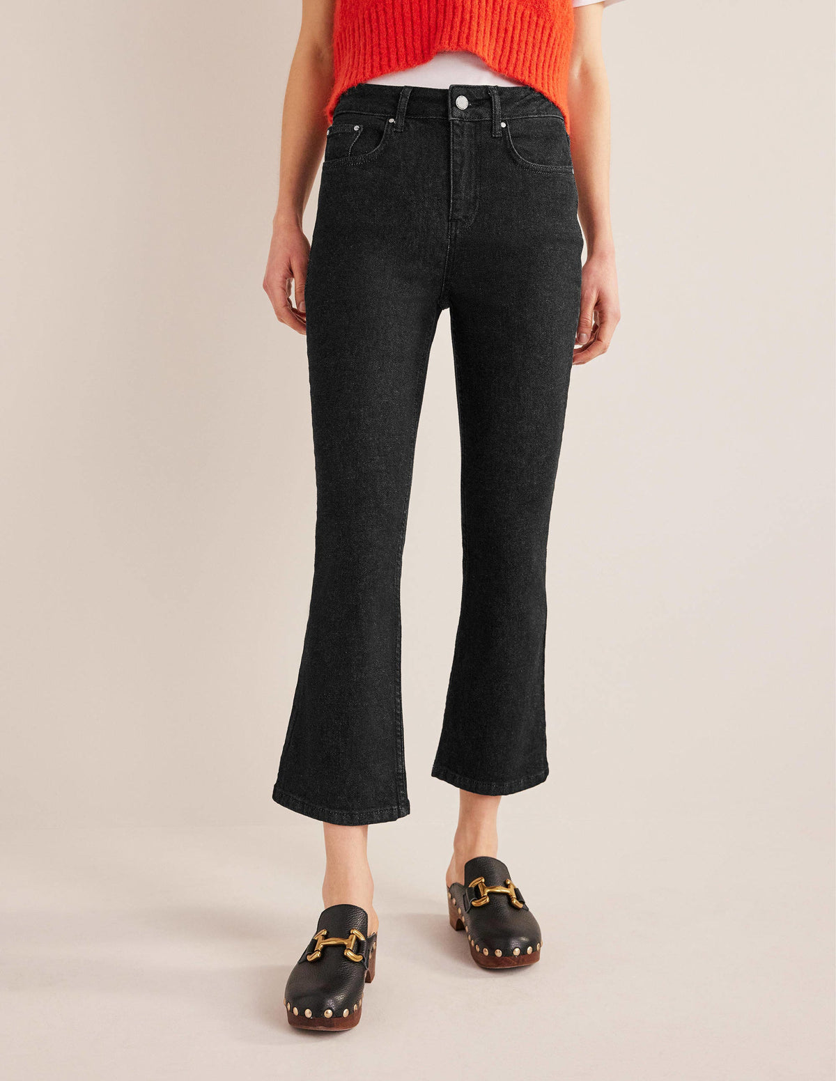Fitted Cropped Flare Jeans-Black - Image 4
