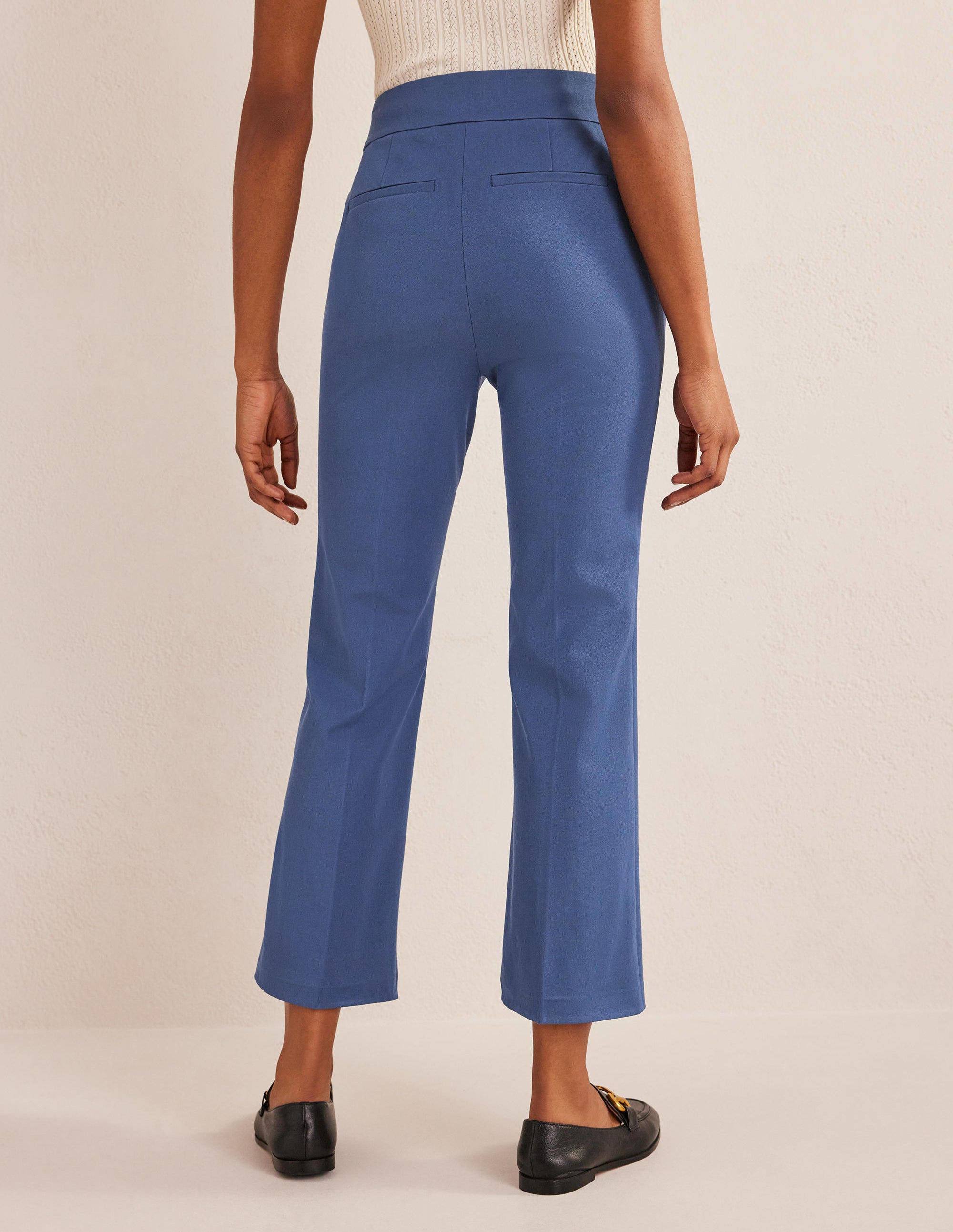 Bi-Stretch Crop Flare Trousers-True Blue - Image 3