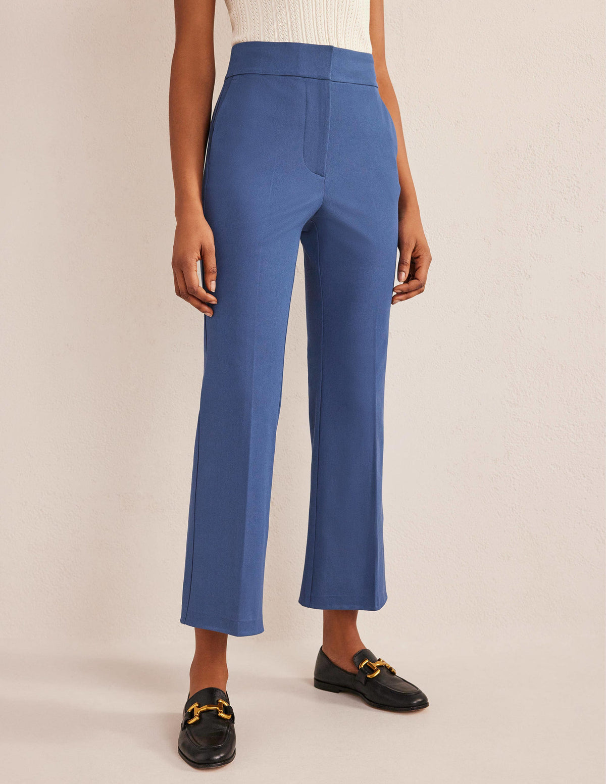 Bi-Stretch Crop Flare Trousers-True Blue - Image 4