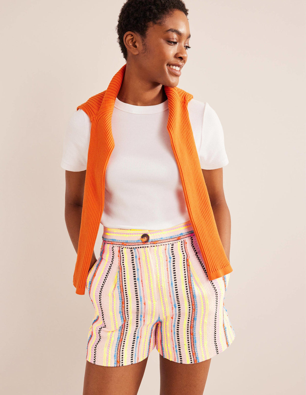 Textured Shorts-Textured Stripe-1